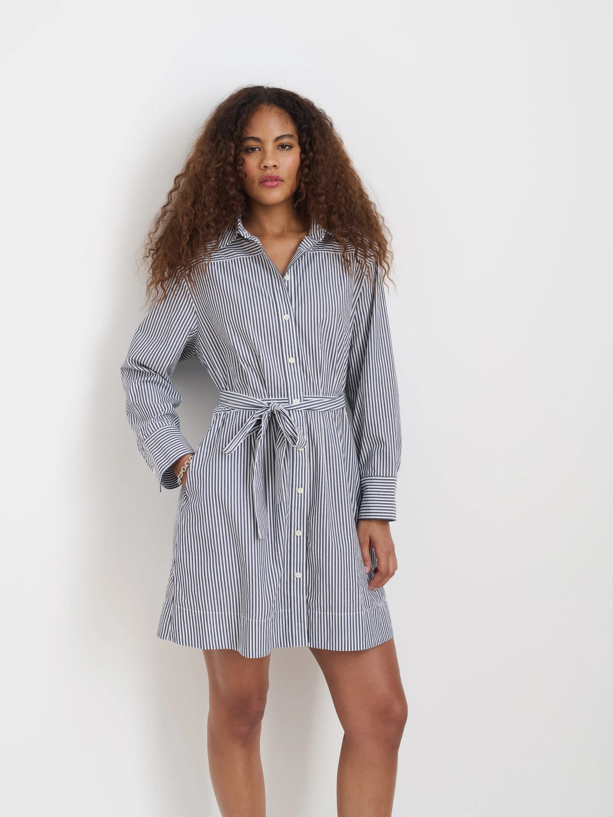 Naomi Striped Shirtdress In Cotton Poplin sold by Alex Mill product image thumbnail 3