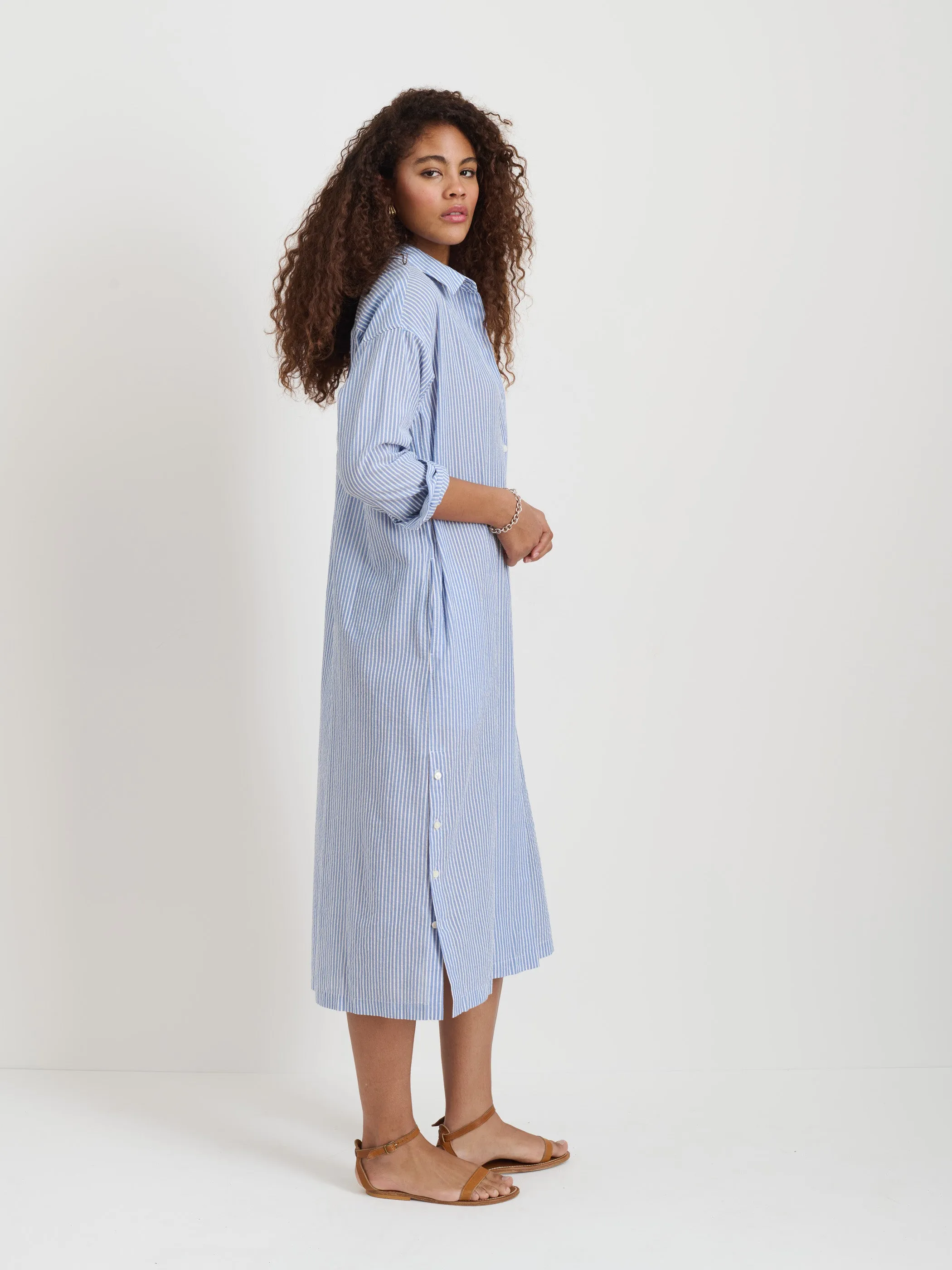 Kerry Shirtdress In Seersucker sold by Alex Mill product image thumbnail 4