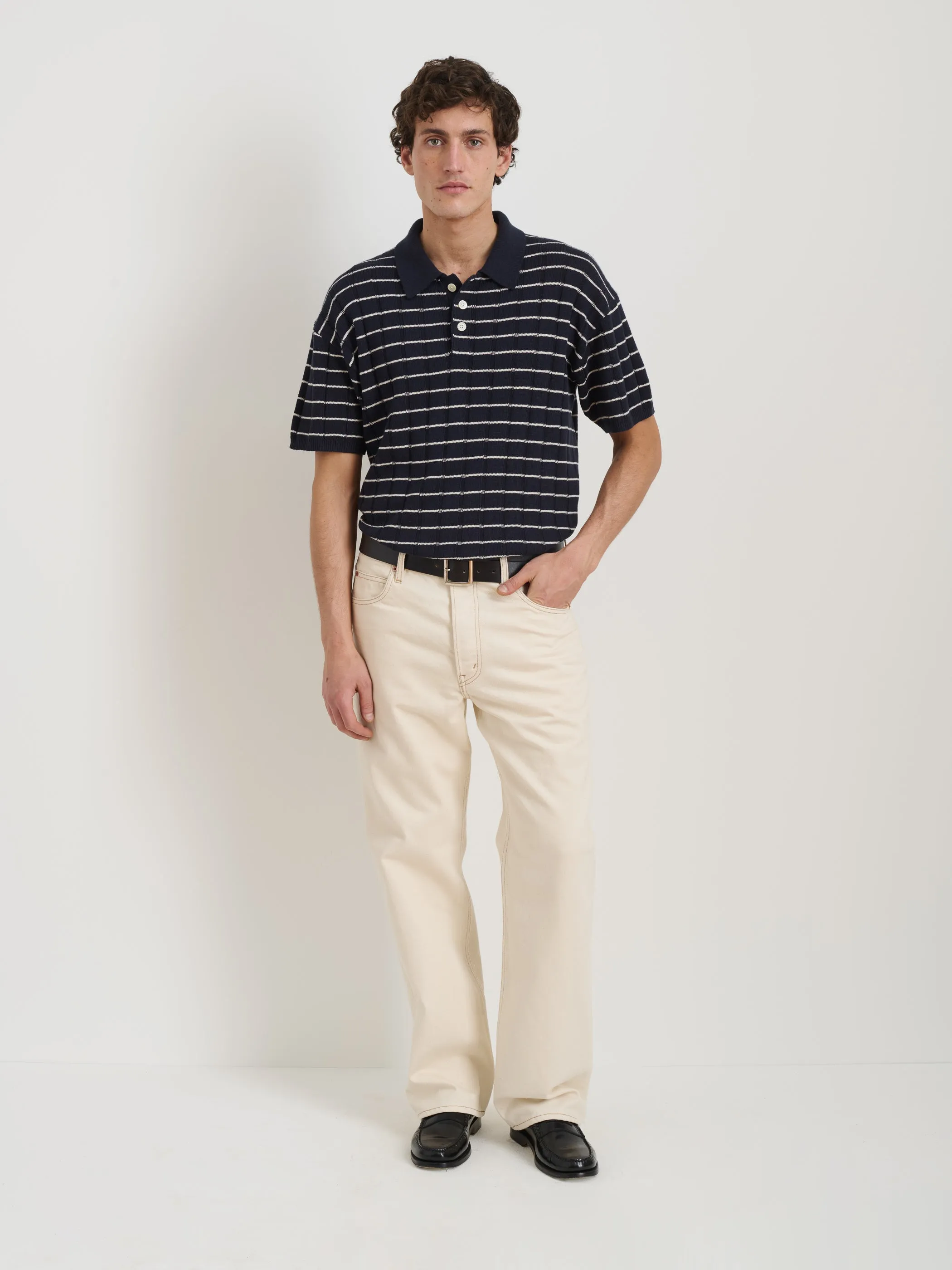Polo Stripe Sweater In Wide Rib sold by Alex Mill product image thumbnail 3