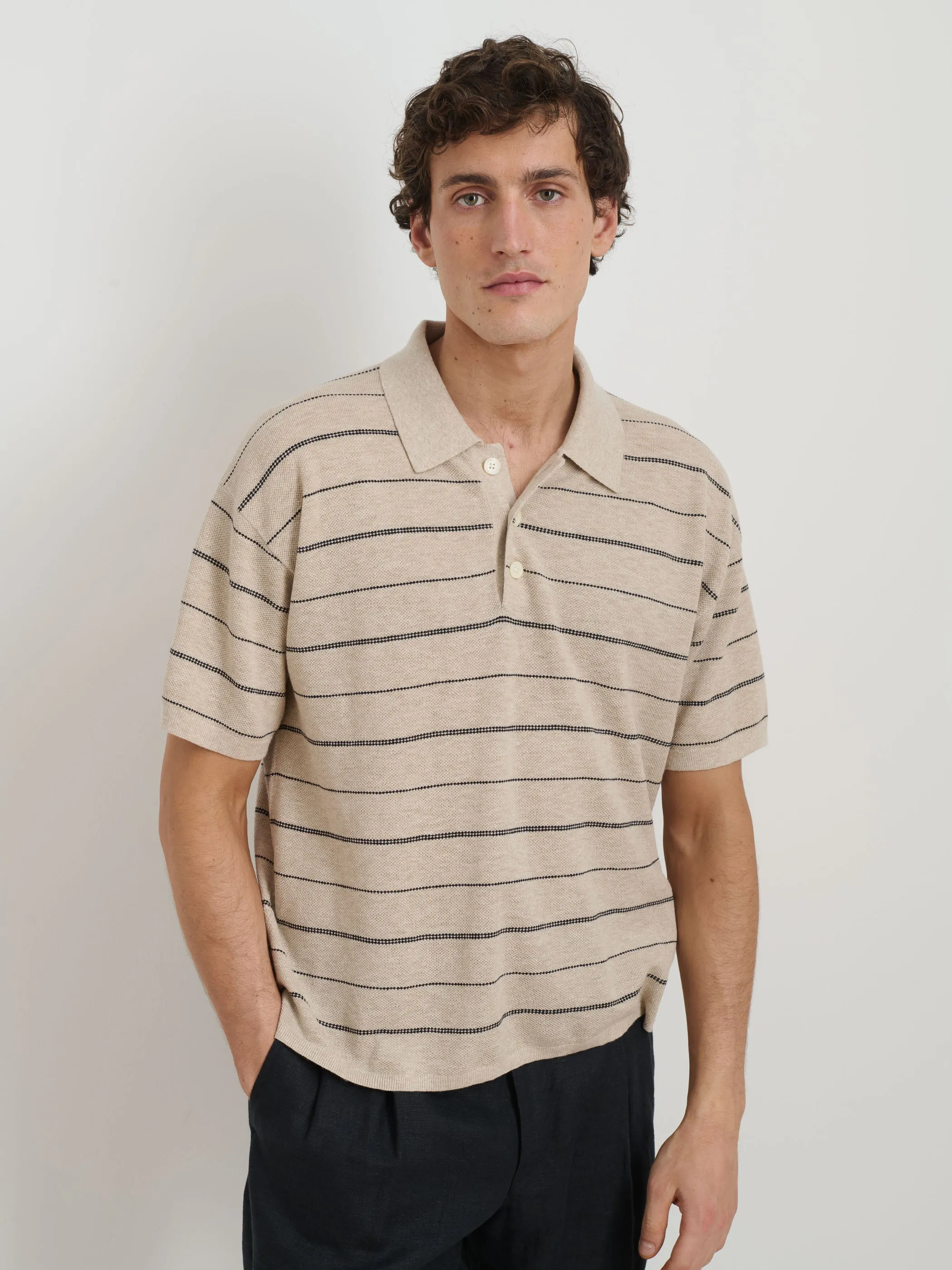 Polo Stripe Sweater in Cotton Linen sold by Alex Mill product image thumbnail 2