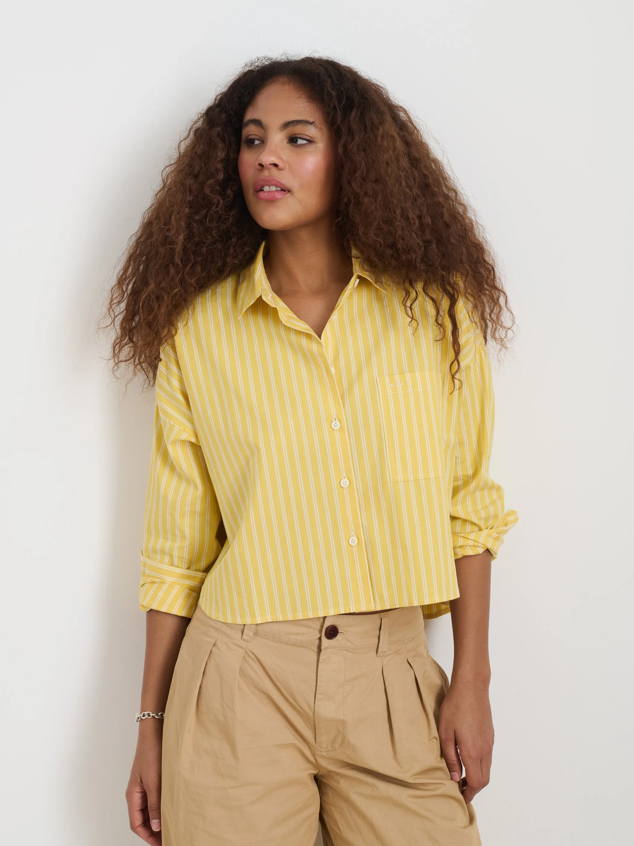 Cropped Jo Striped Shirt In Oxford sold by Alex Mill product image thumbnail 2