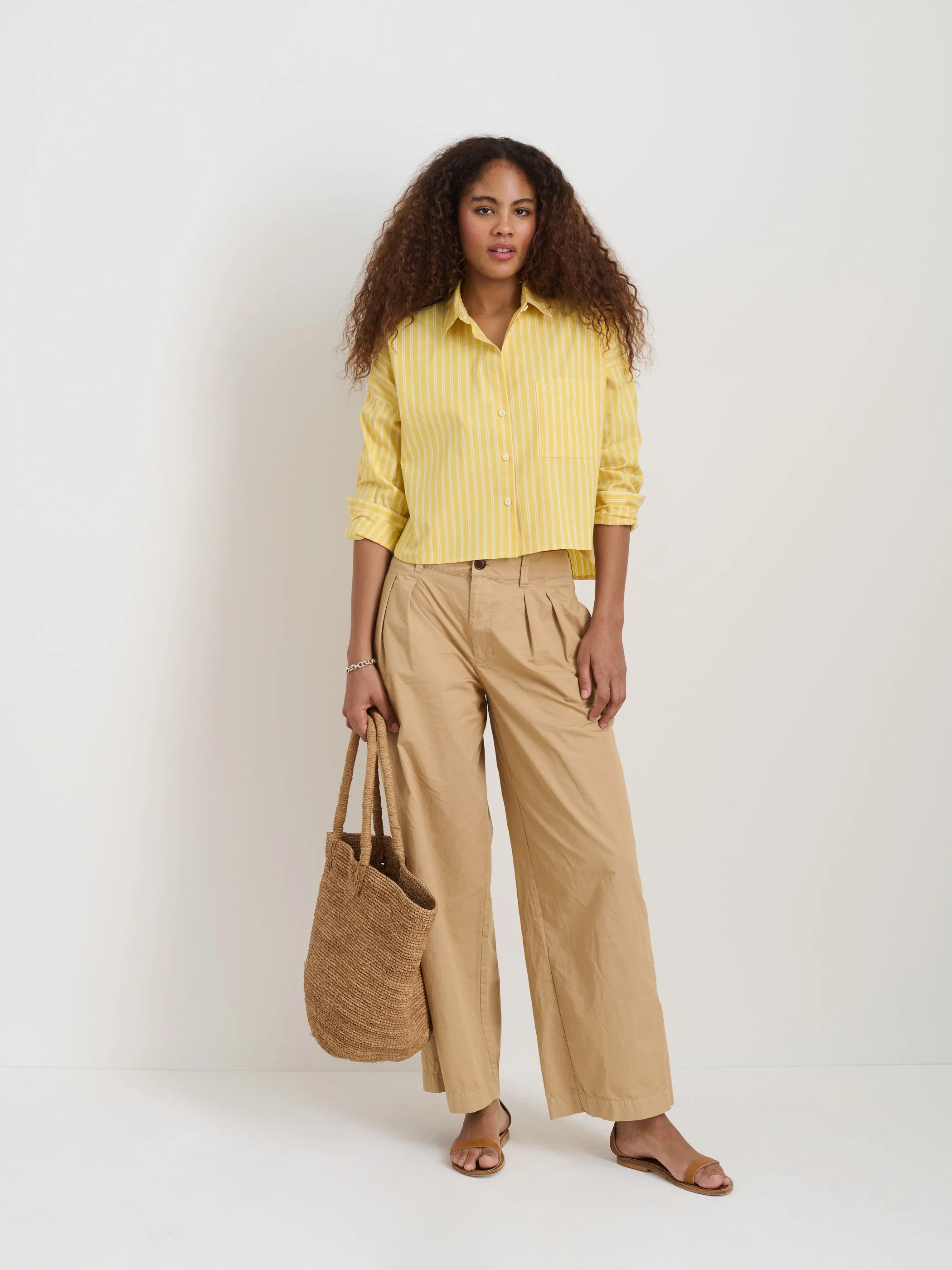Cropped Jo Striped Shirt In Oxford sold by Alex Mill product image thumbnail 3