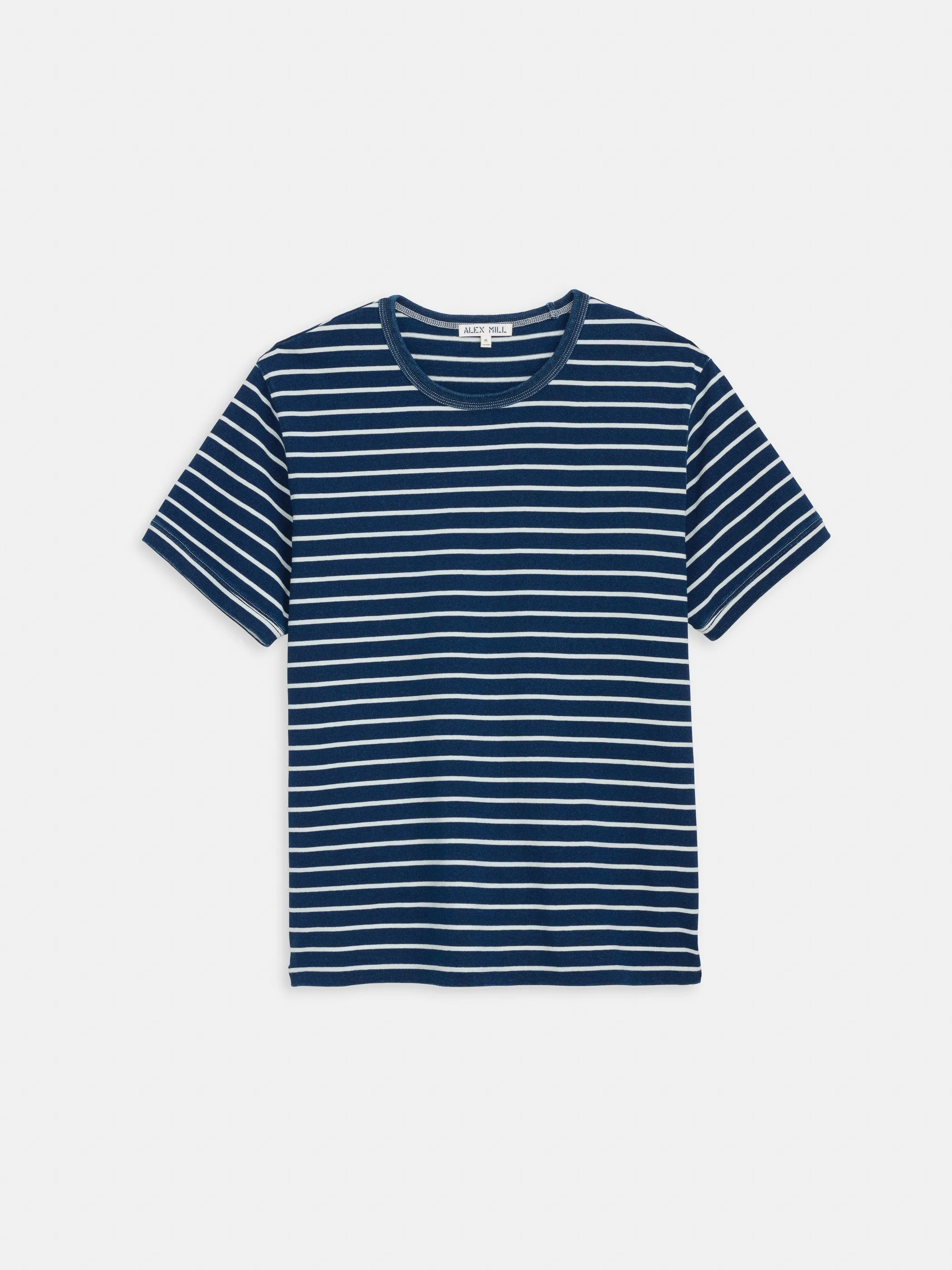 Standard Tee In Wide Indigo Stripe sold by Alex Mill