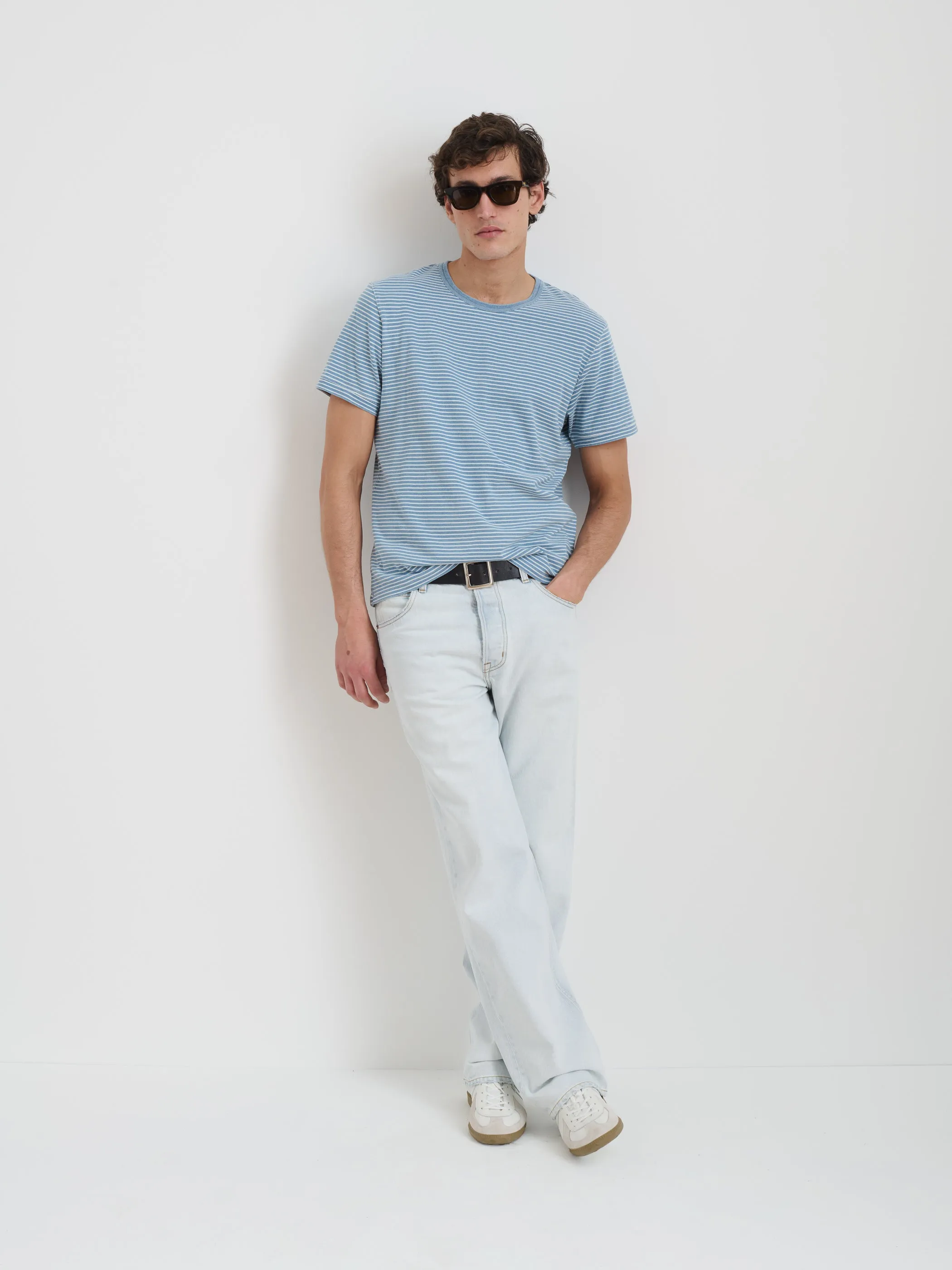 Standard Tee In Light Indigo Stripe sold by Alex Mill product image thumbnail 3