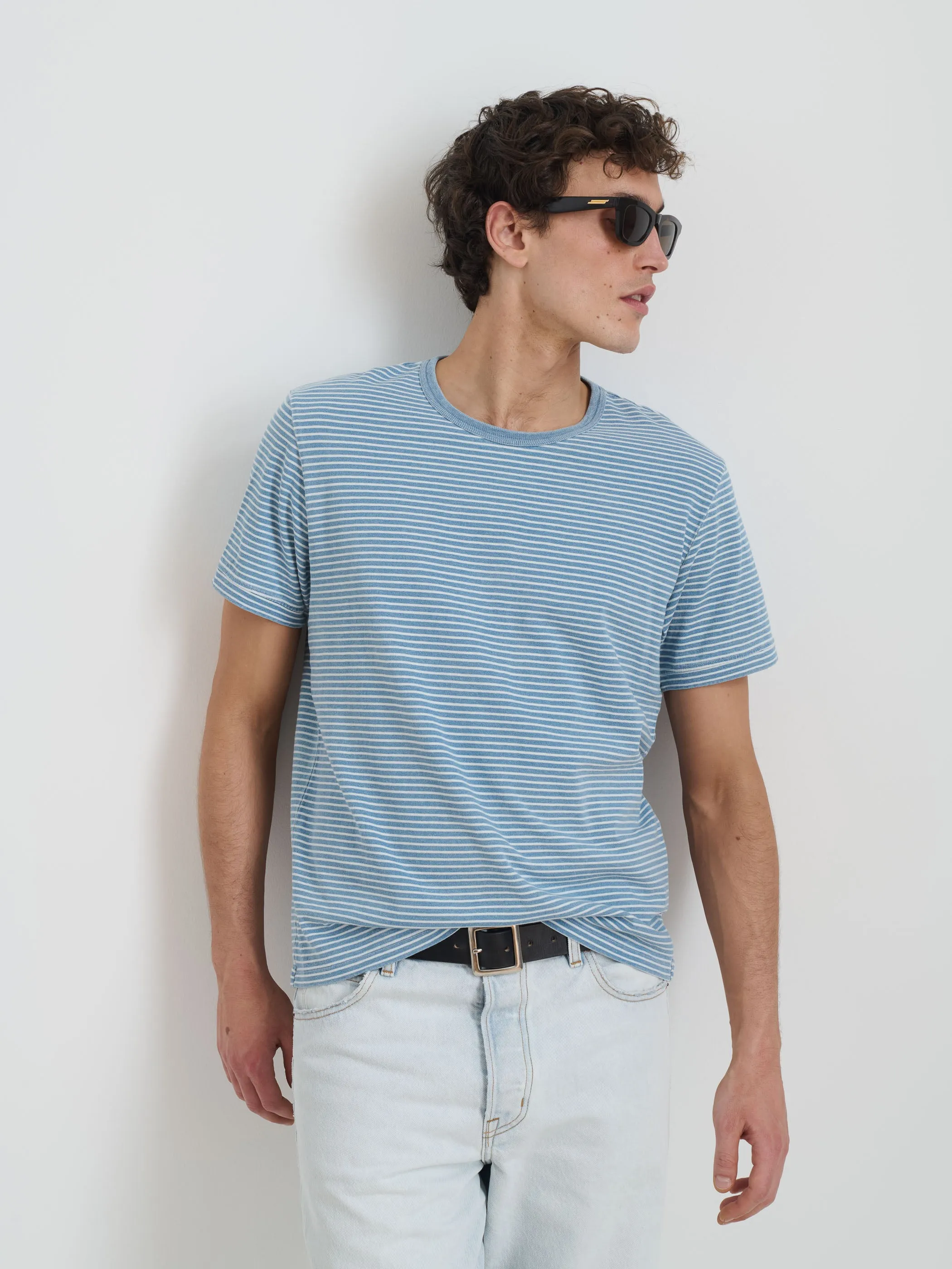 Standard Tee In Light Indigo Stripe sold by Alex Mill product image thumbnail 2