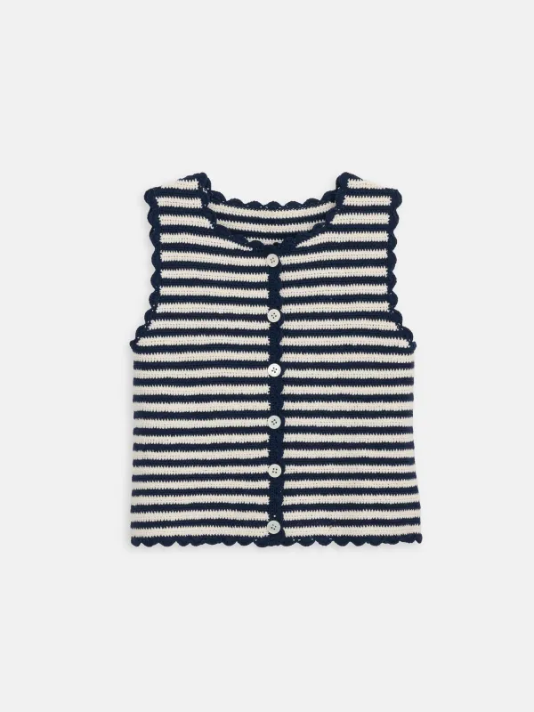 Hand Crochet Bridget Vest In Striped Cotton sold by Alex Mill