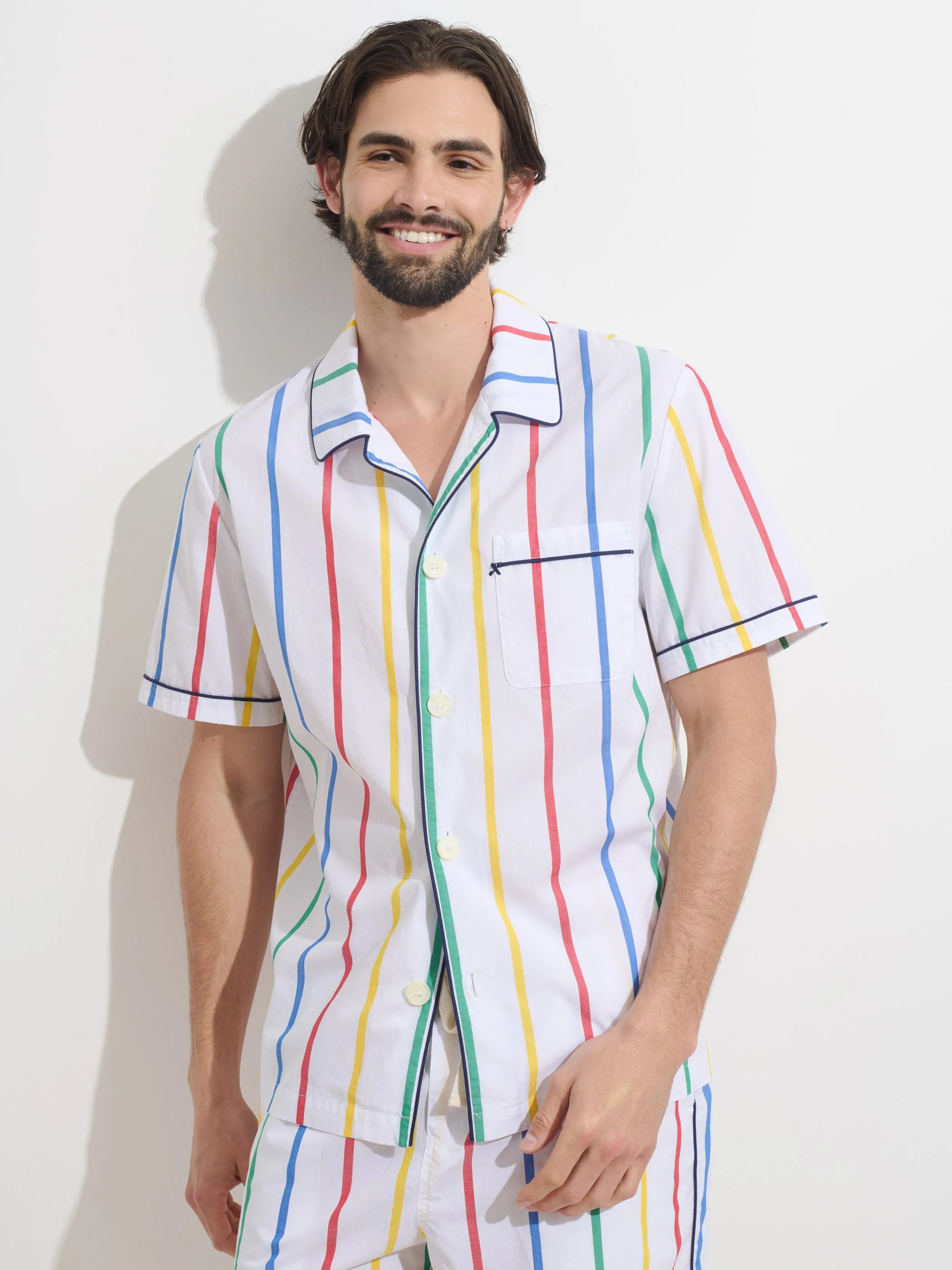 P'Jimmies Short Sleeve Sleep Shirt In Stripe sold by Alex Mill product image thumbnail 2