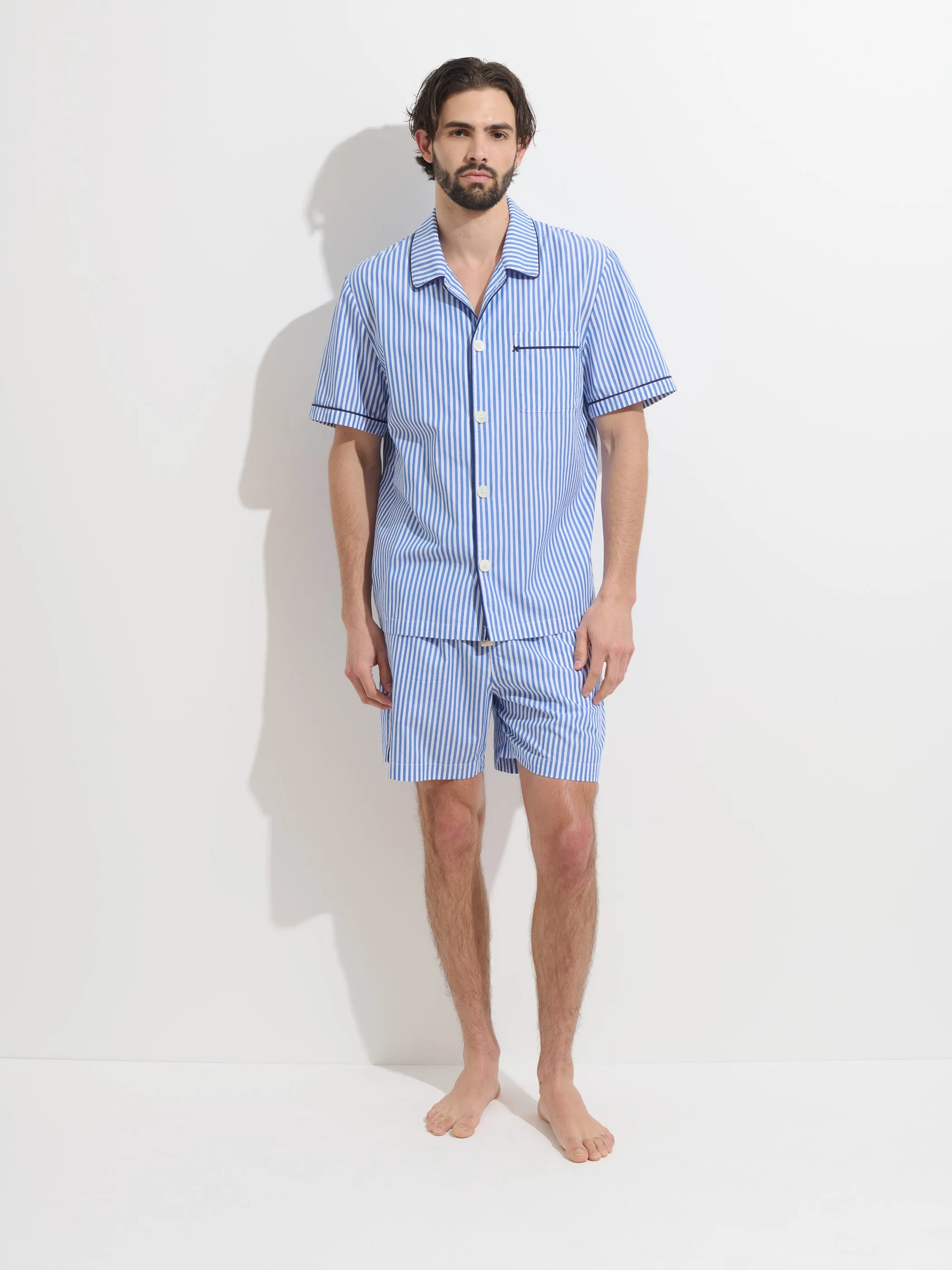 P'Jimmies Short Sleeve Sleep Shirt In Stripe sold by Alex Mill product image thumbnail 3