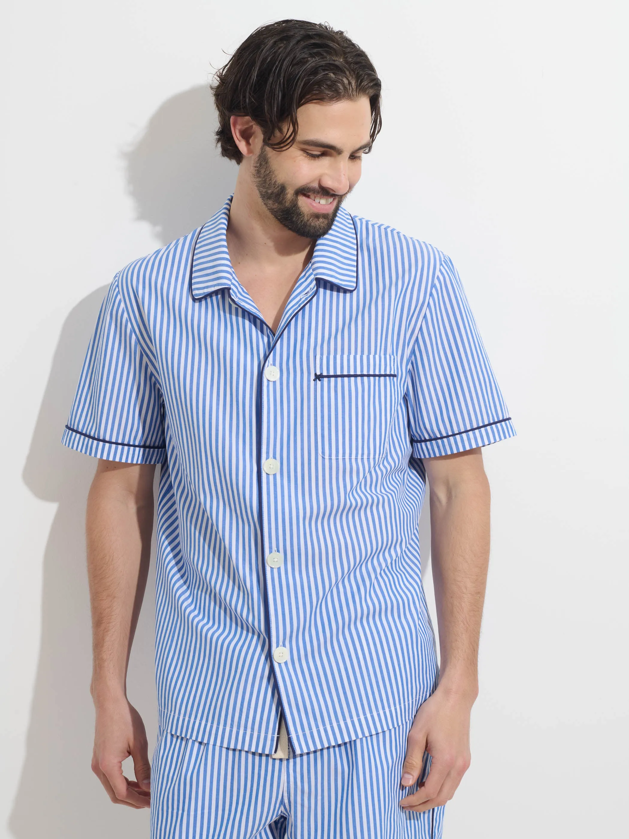 P'Jimmies Short Sleeve Sleep Shirt In Stripe sold by Alex Mill product image thumbnail 2