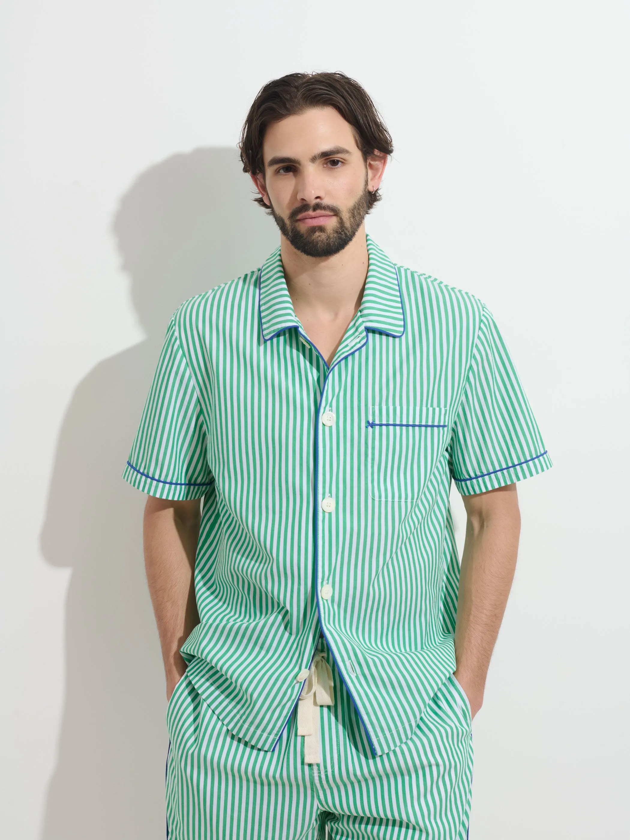 P'Jimmies Short Sleeve Sleep Shirt In Stripe sold by Alex Mill product image thumbnail 2