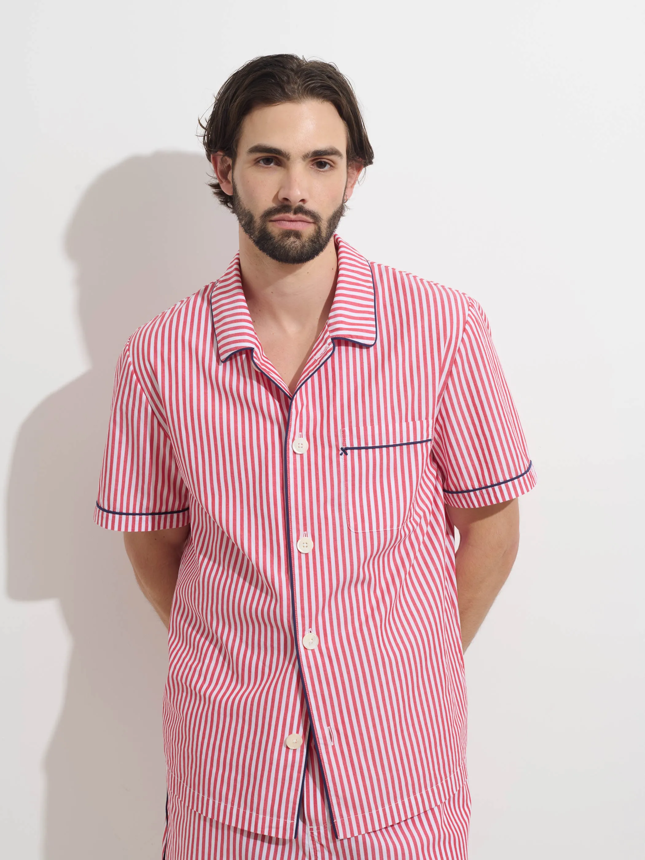 P'Jimmies Short Sleeve Sleep Shirt In Stripe sold by Alex Mill product image thumbnail 2