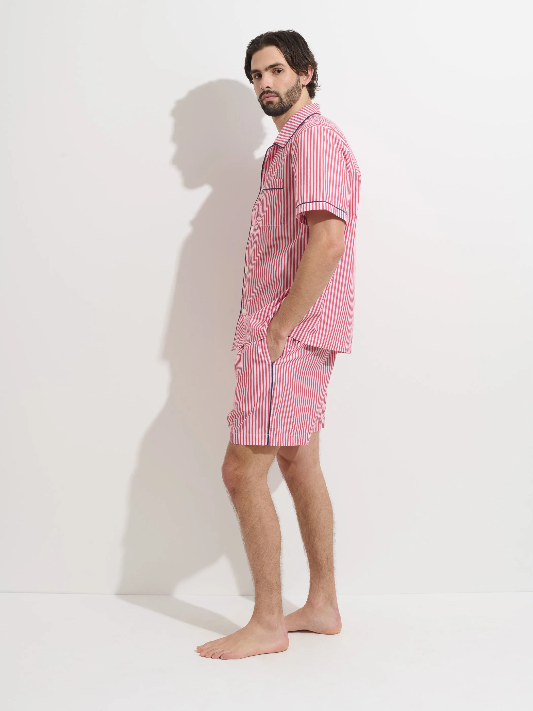 P'Jimmies Short Sleeve Sleep Shirt In Stripe sold by Alex Mill product image thumbnail 4