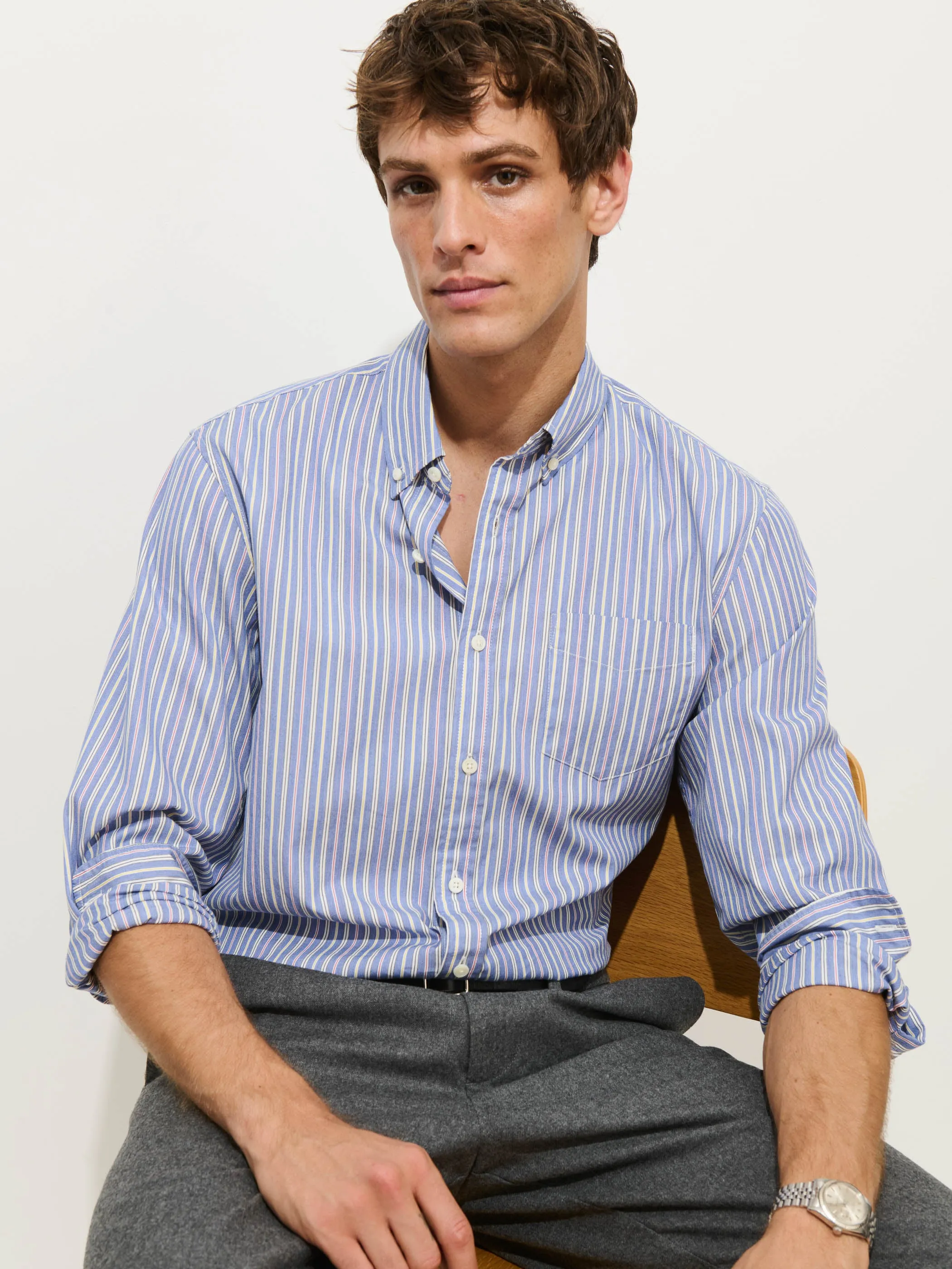 Mill Striped Shirt In Cotton Poplin sold by Alex Mill product image thumbnail 3