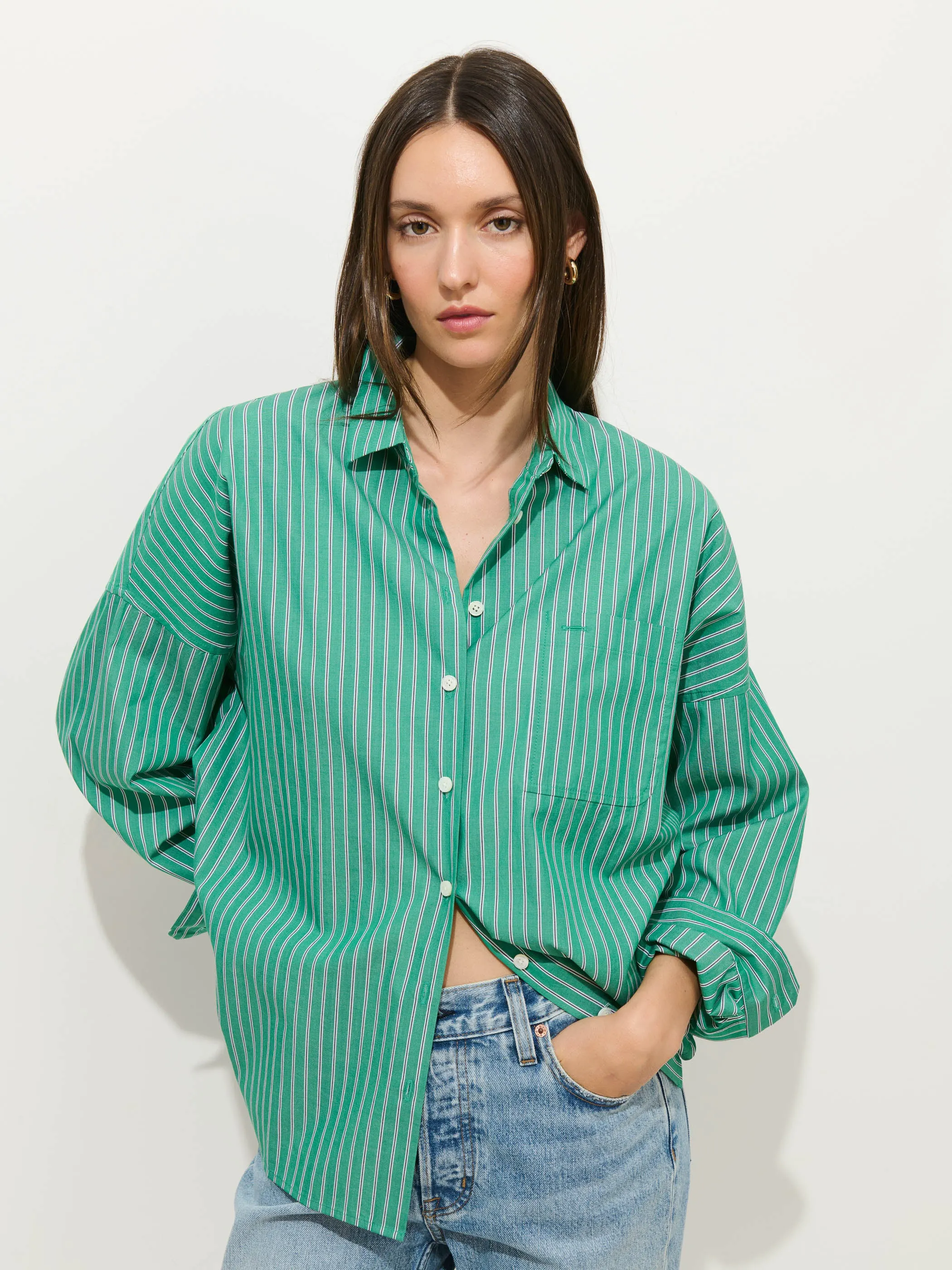 Jo Striped Shirt In Cotton Poplin sold by Alex Mill product image thumbnail 2