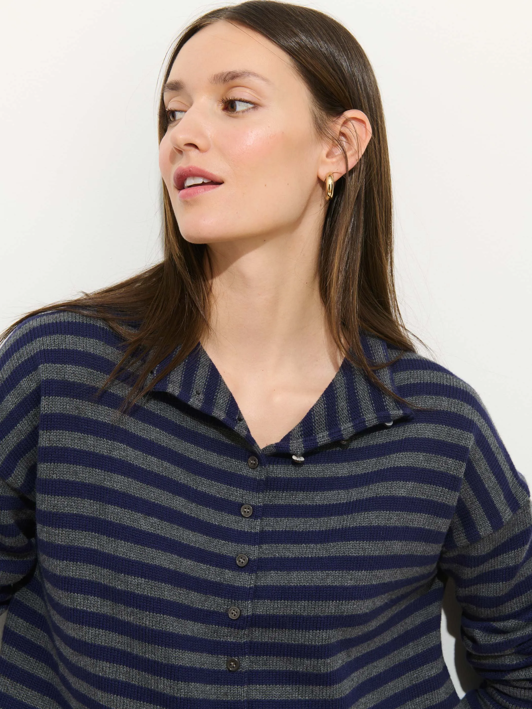 Taylor Striped Cardigan in Cotton Cashmere sold by Alex Mill product image thumbnail 4