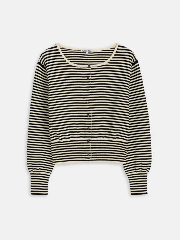 Louisa Striped Cardigan In Cotton Cashmere sold by Alex Mill