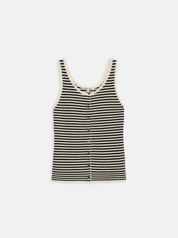 Louisa Striped Vest in Cotton Cashmere sold by Alex Mill