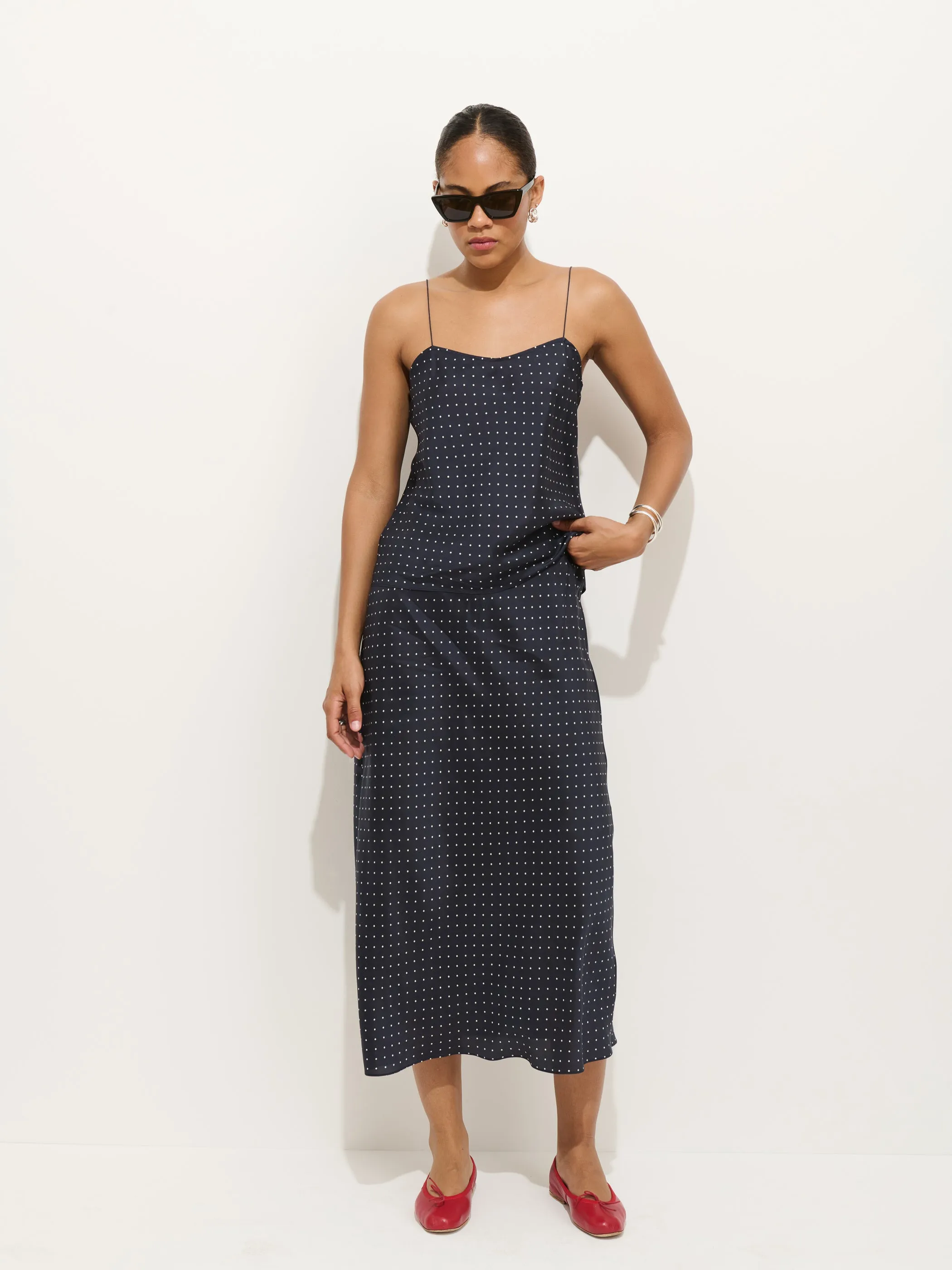 Amelia Polka Dot Skirt In Silk sold by Alex Mill product image thumbnail 2