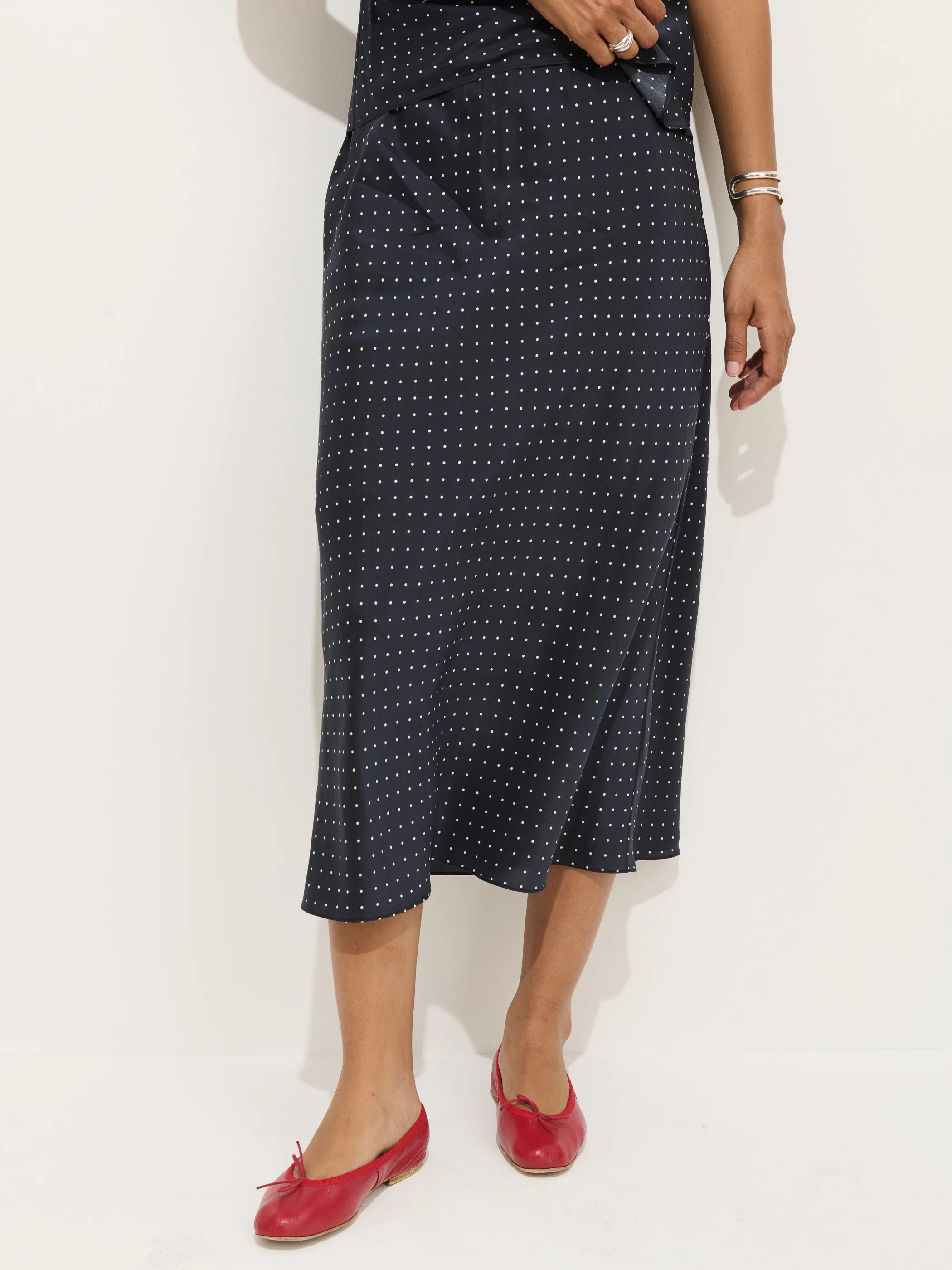 Amelia Polka Dot Skirt In Silk sold by Alex Mill product image thumbnail 3