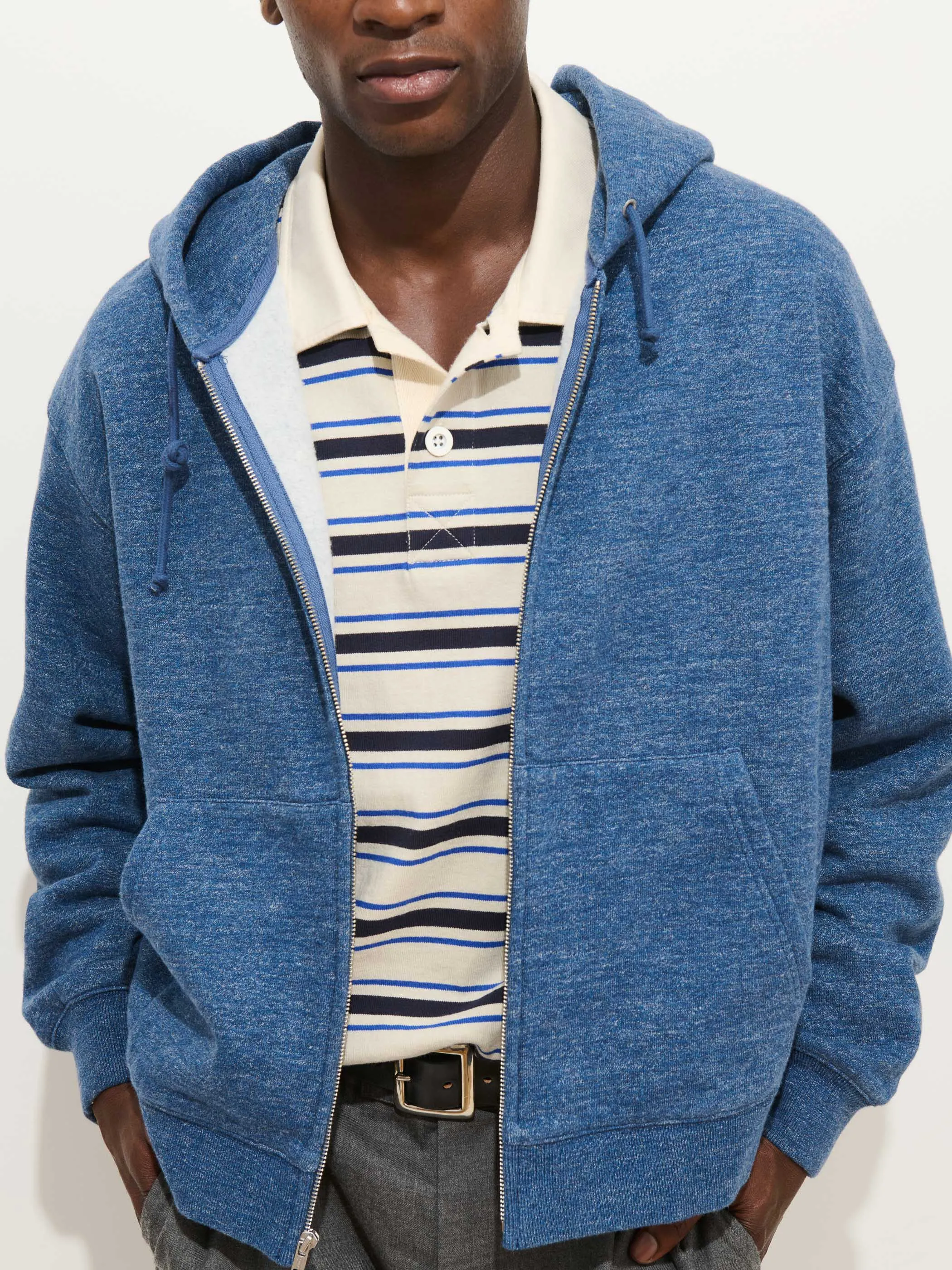 12th Street Zip Hoodie In Heather Fleece sold by Alex Mill product image thumbnail 2