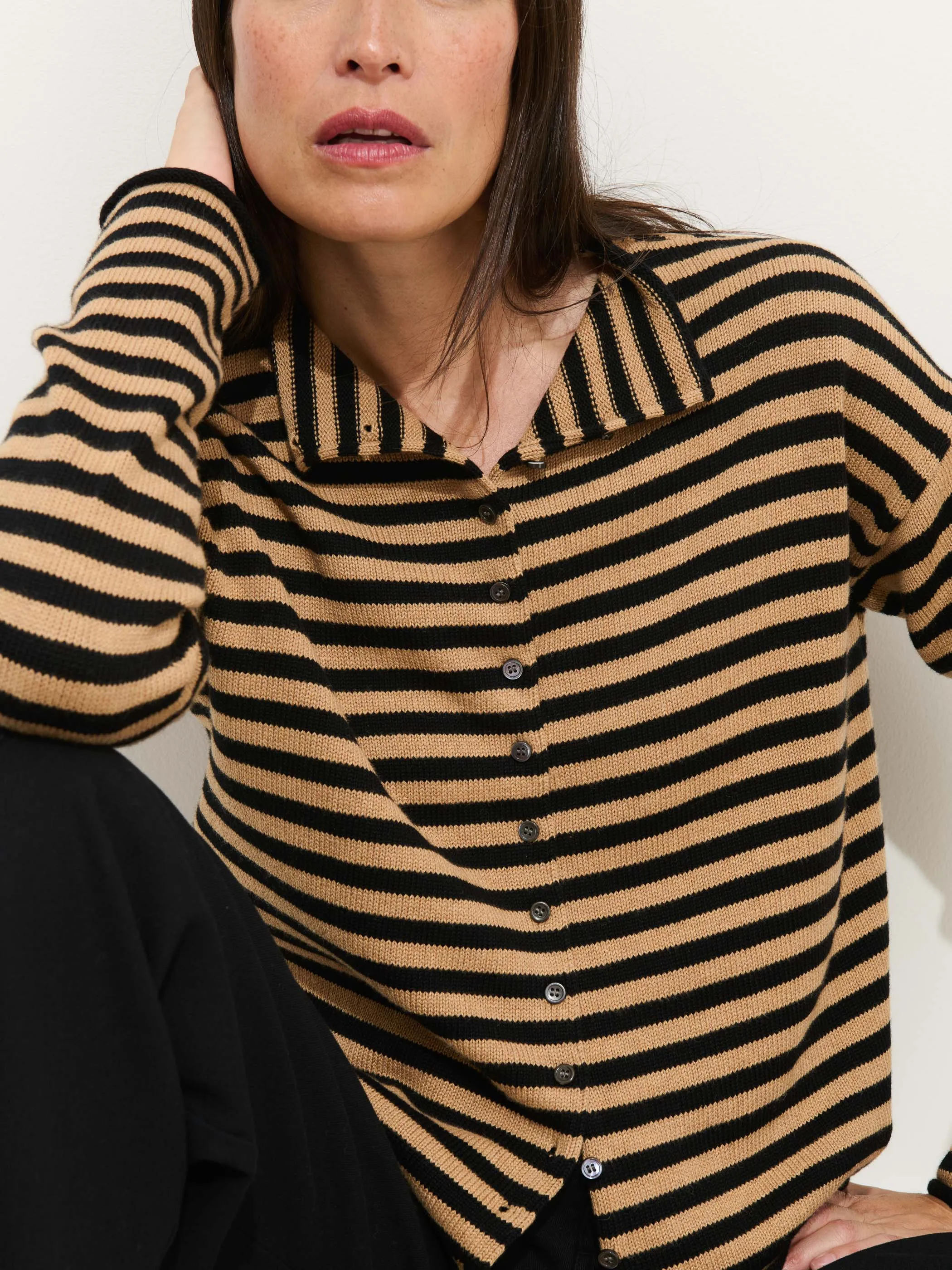 Taylor Striped Cardigan in Cotton Cashmere sold by Alex Mill product image thumbnail 5