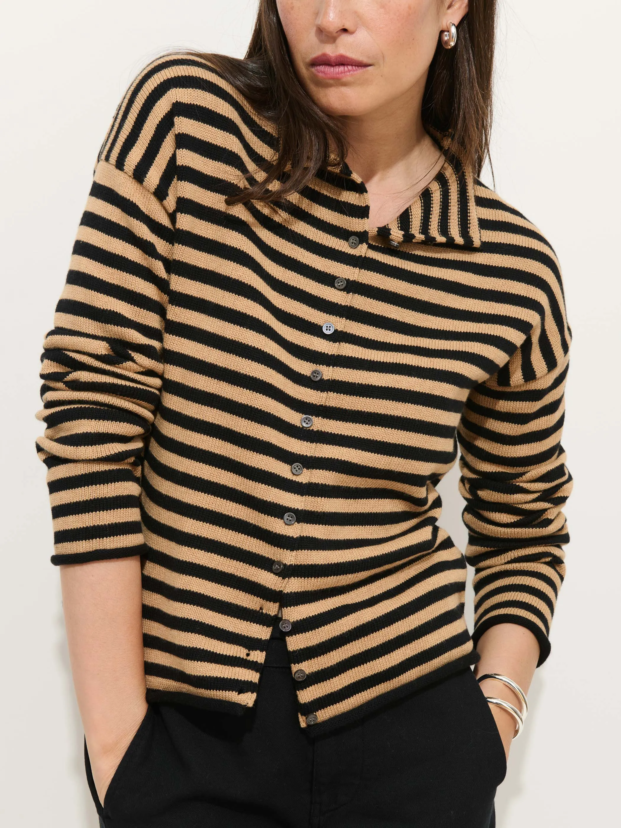 Taylor Striped Cardigan in Cotton Cashmere sold by Alex Mill product image thumbnail 2