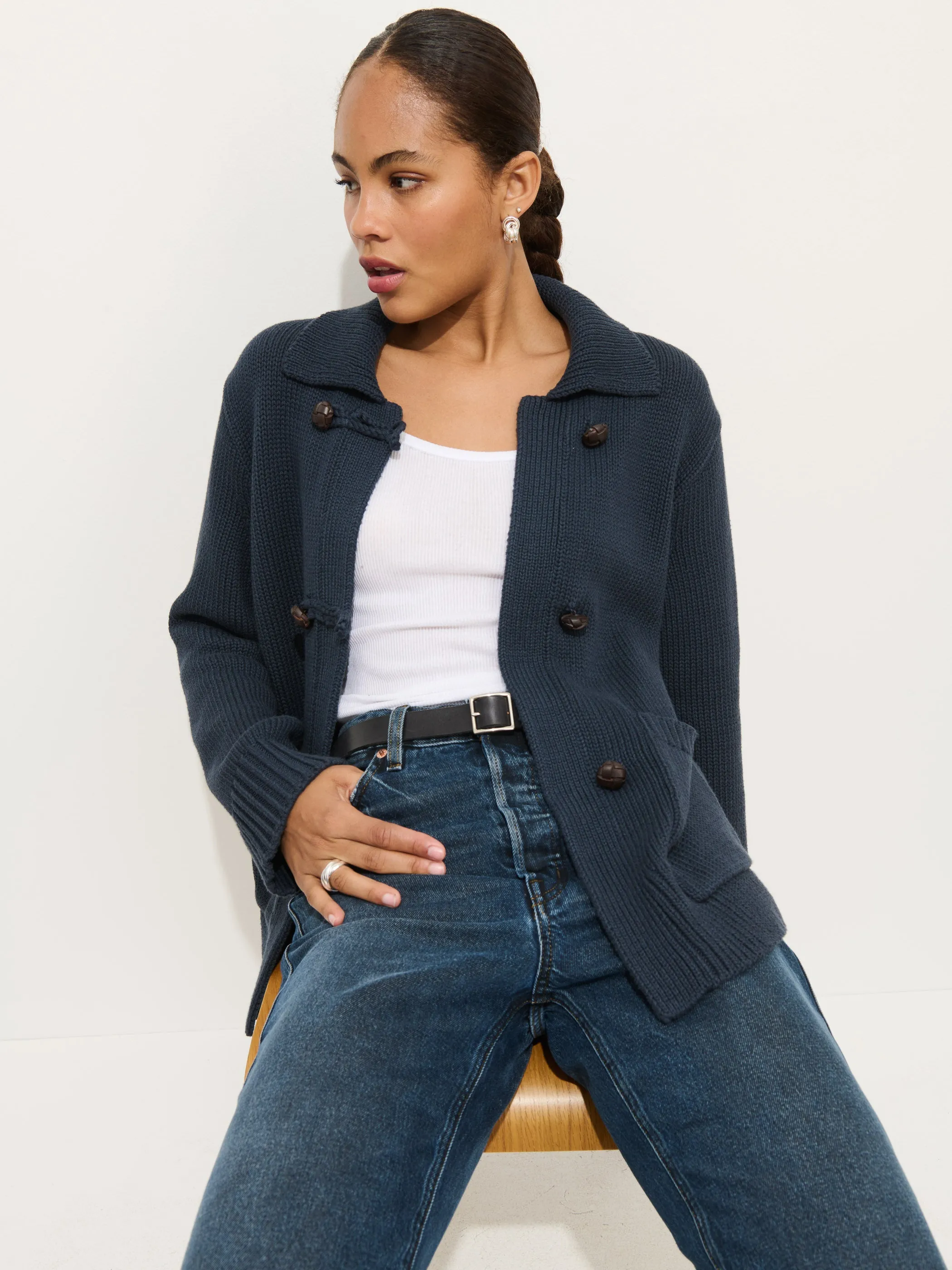 Agnes Sweater Jacket In Cotton sold by Alex Mill product image thumbnail 2