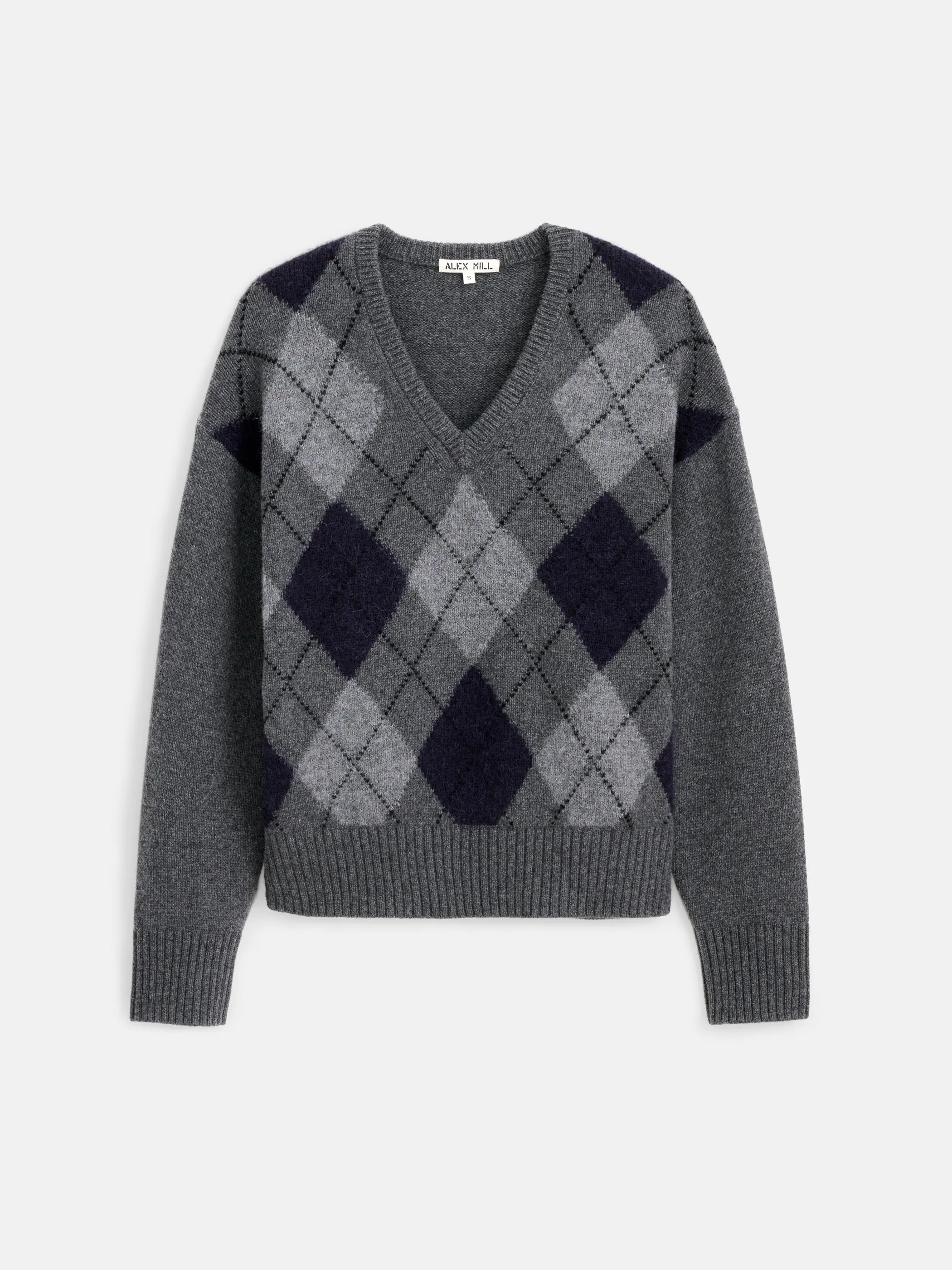 Campbell Argyle V-neck Sweater sold by Alex Mill