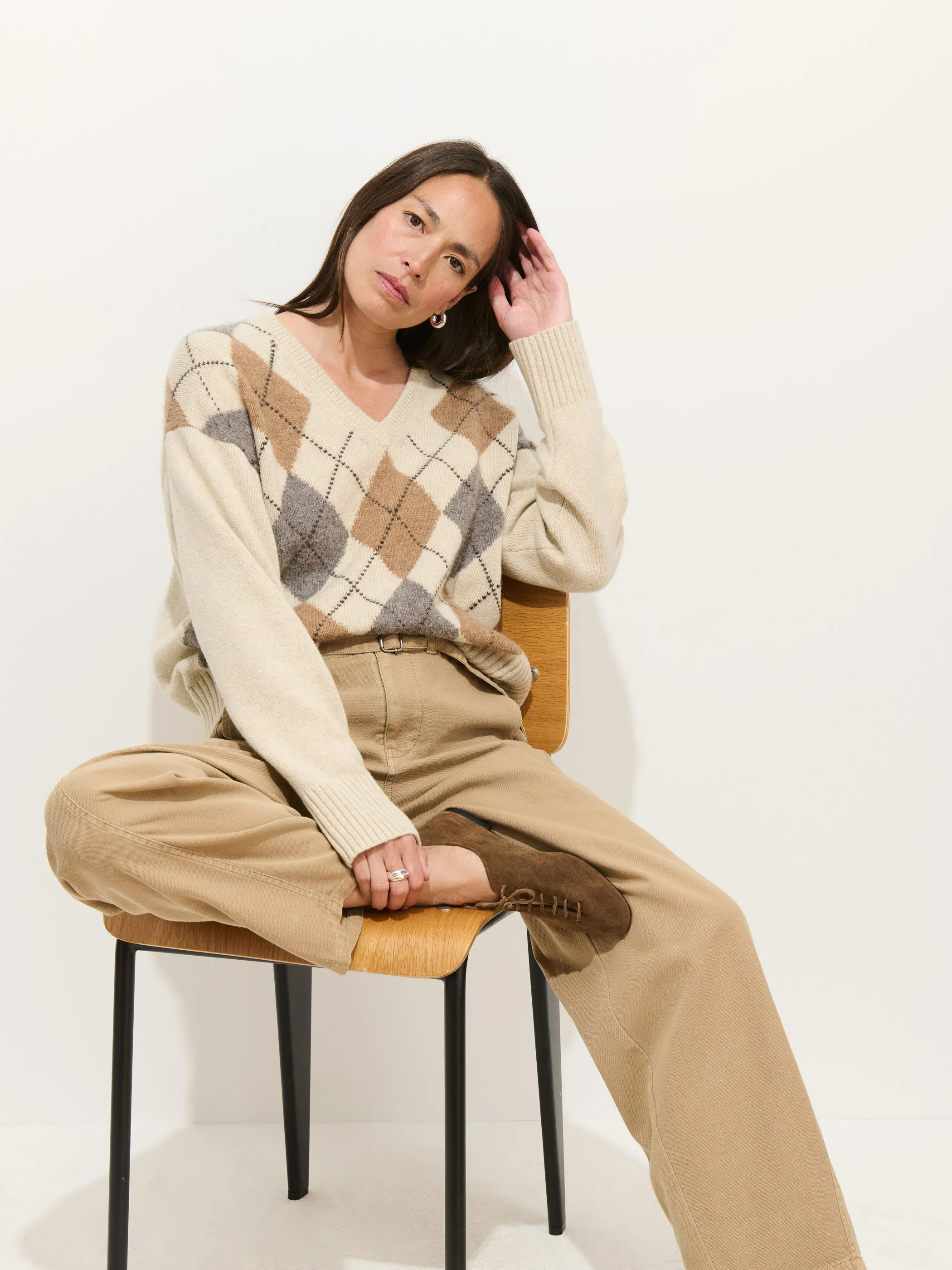 Campbell Argyle V-neck Sweater sold by Alex Mill product image thumbnail 3