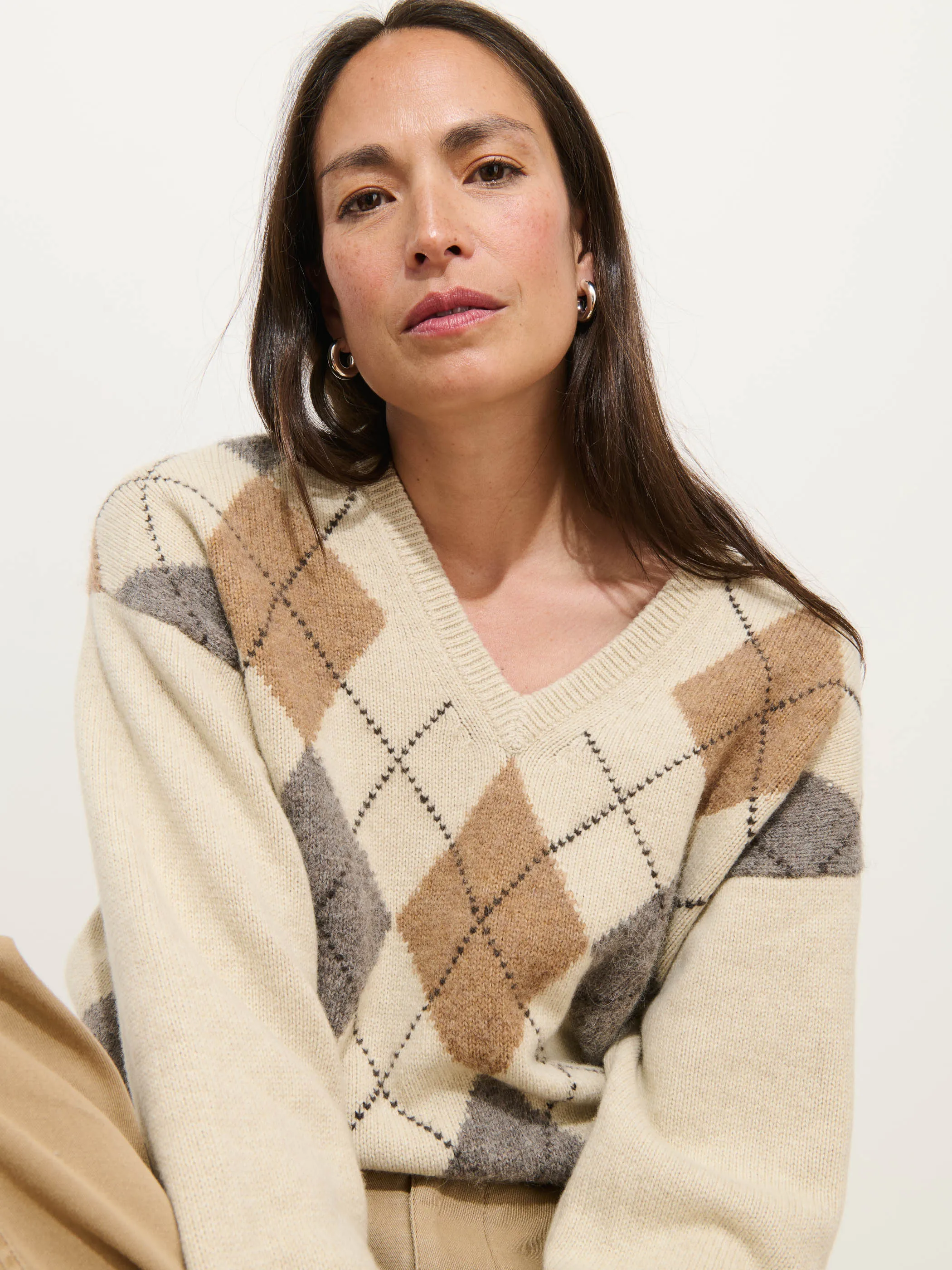 Campbell Argyle V-neck Sweater sold by Alex Mill product image thumbnail 2