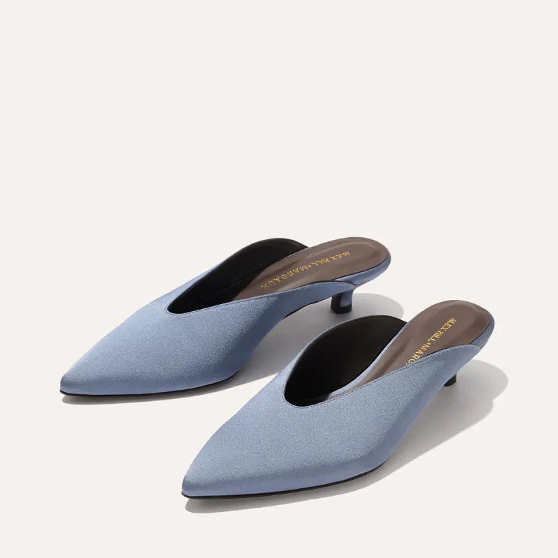 Alex Mill x Margaux: The Romy Mule - Slate Blue Satin sold by Alex Mill
