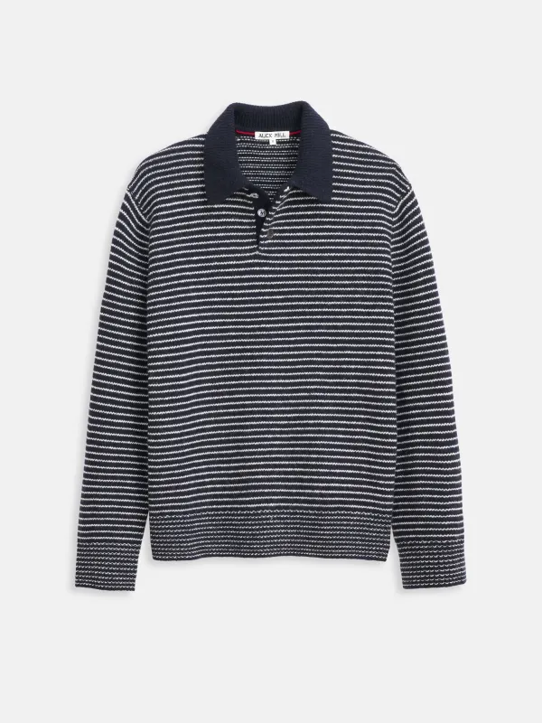 Carl Striped Polo In Merino Wool sold by Alex Mill