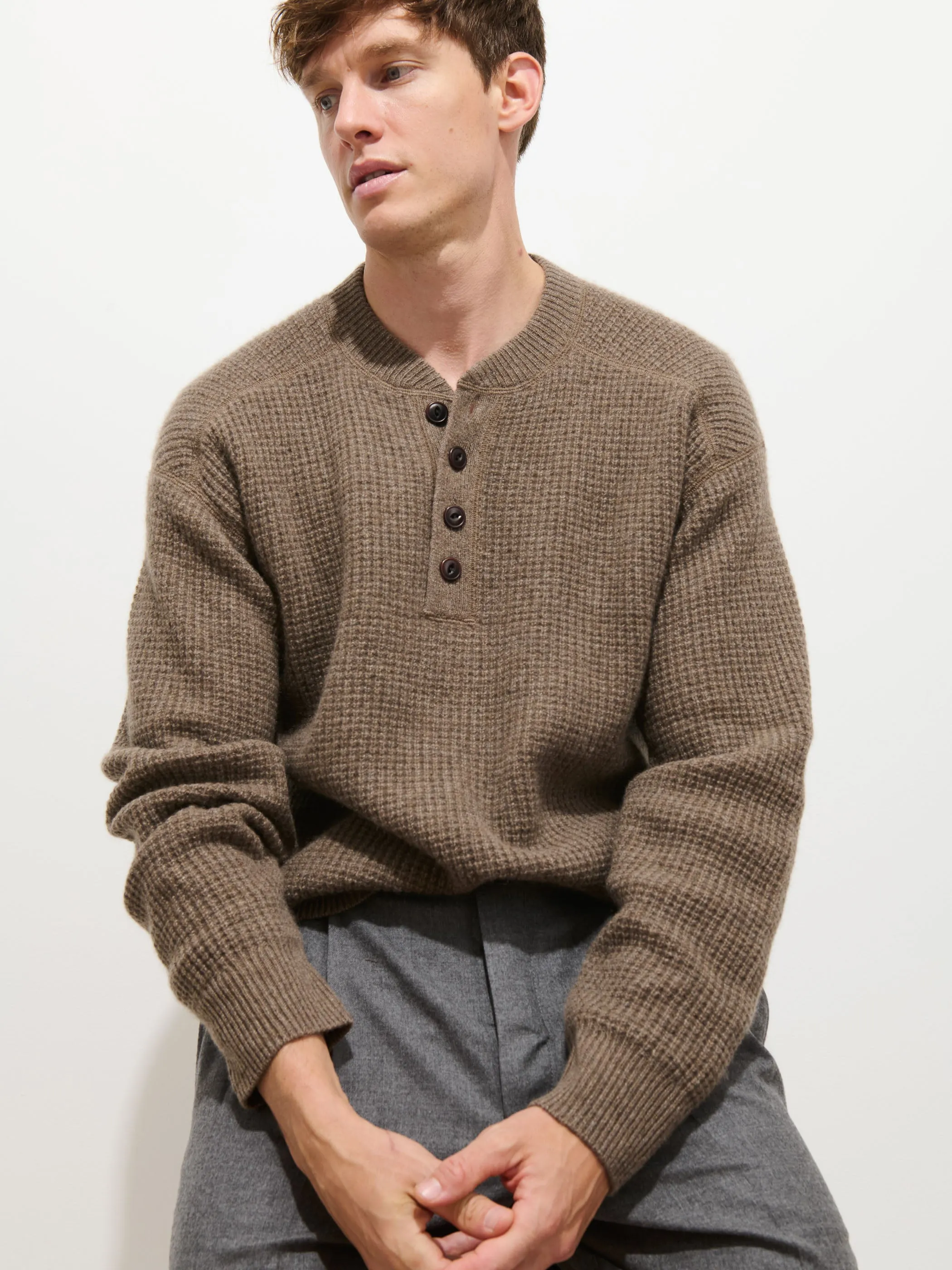 Waffle Henley In Cashmere sold by Alex Mill product image thumbnail 4