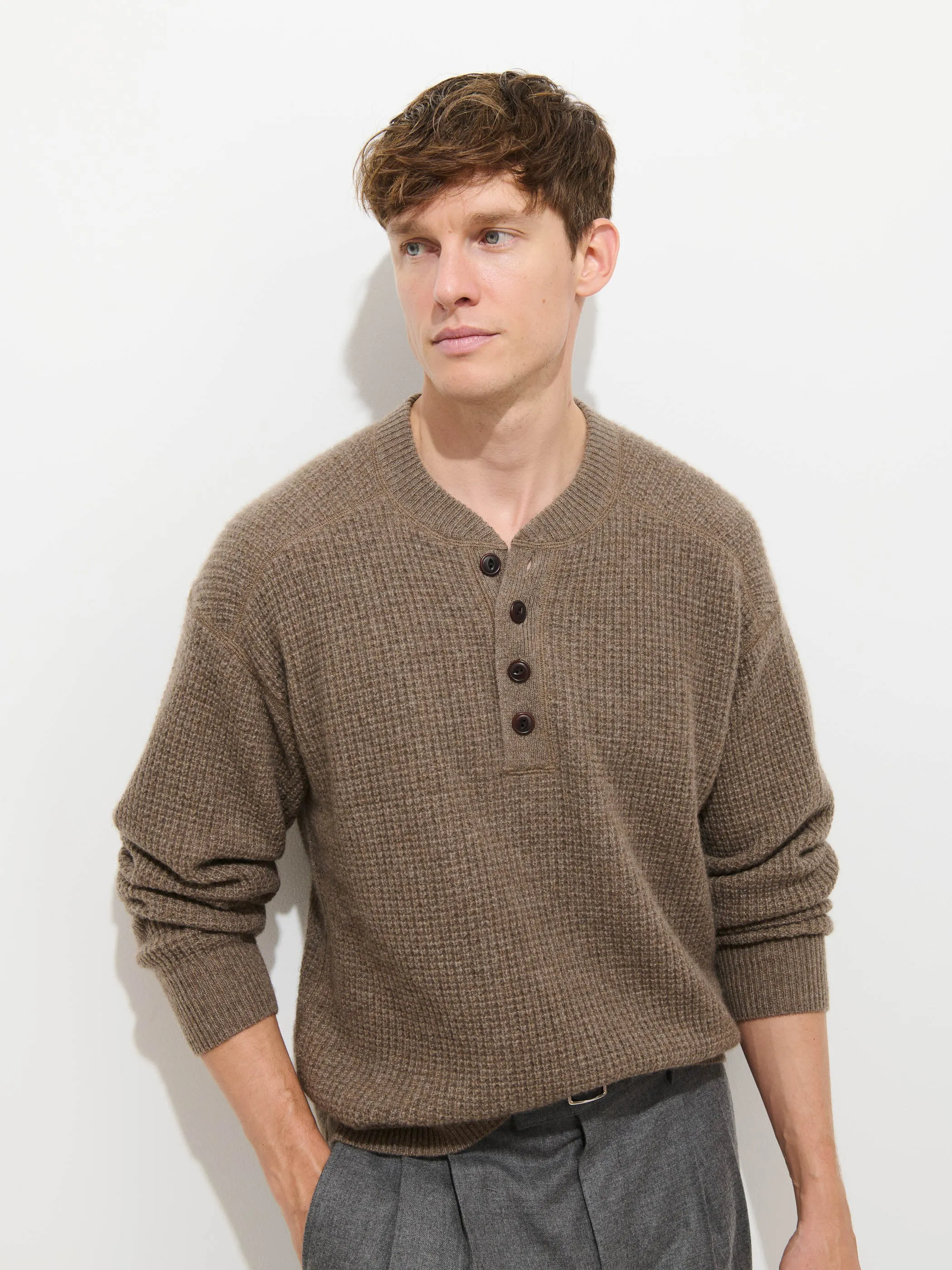 Waffle Henley In Cashmere sold by Alex Mill product image thumbnail 5