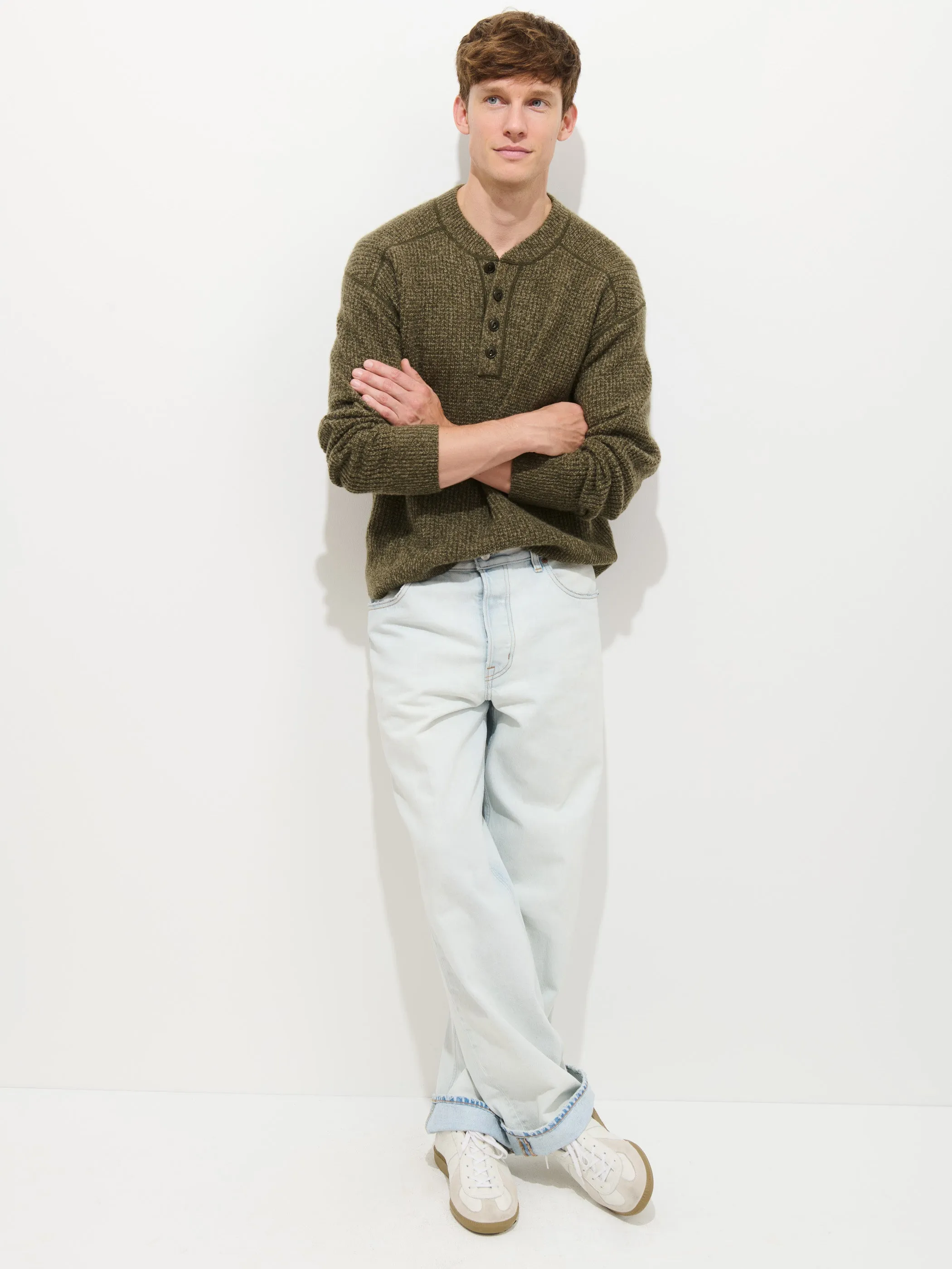 Waffle Henley In Cashmere sold by Alex Mill product image thumbnail 3