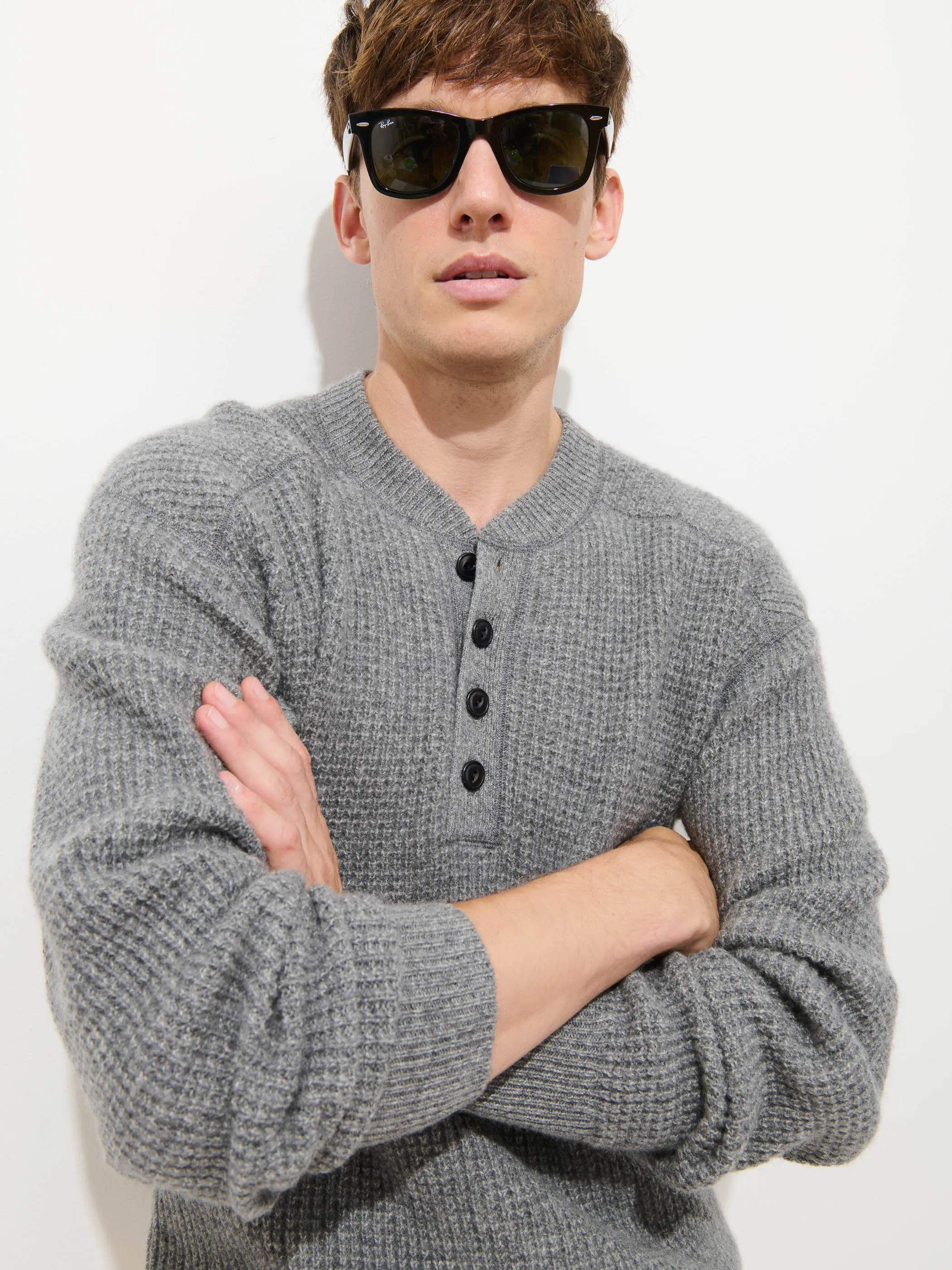 Waffle Henley In Cashmere sold by Alex Mill product image thumbnail 4