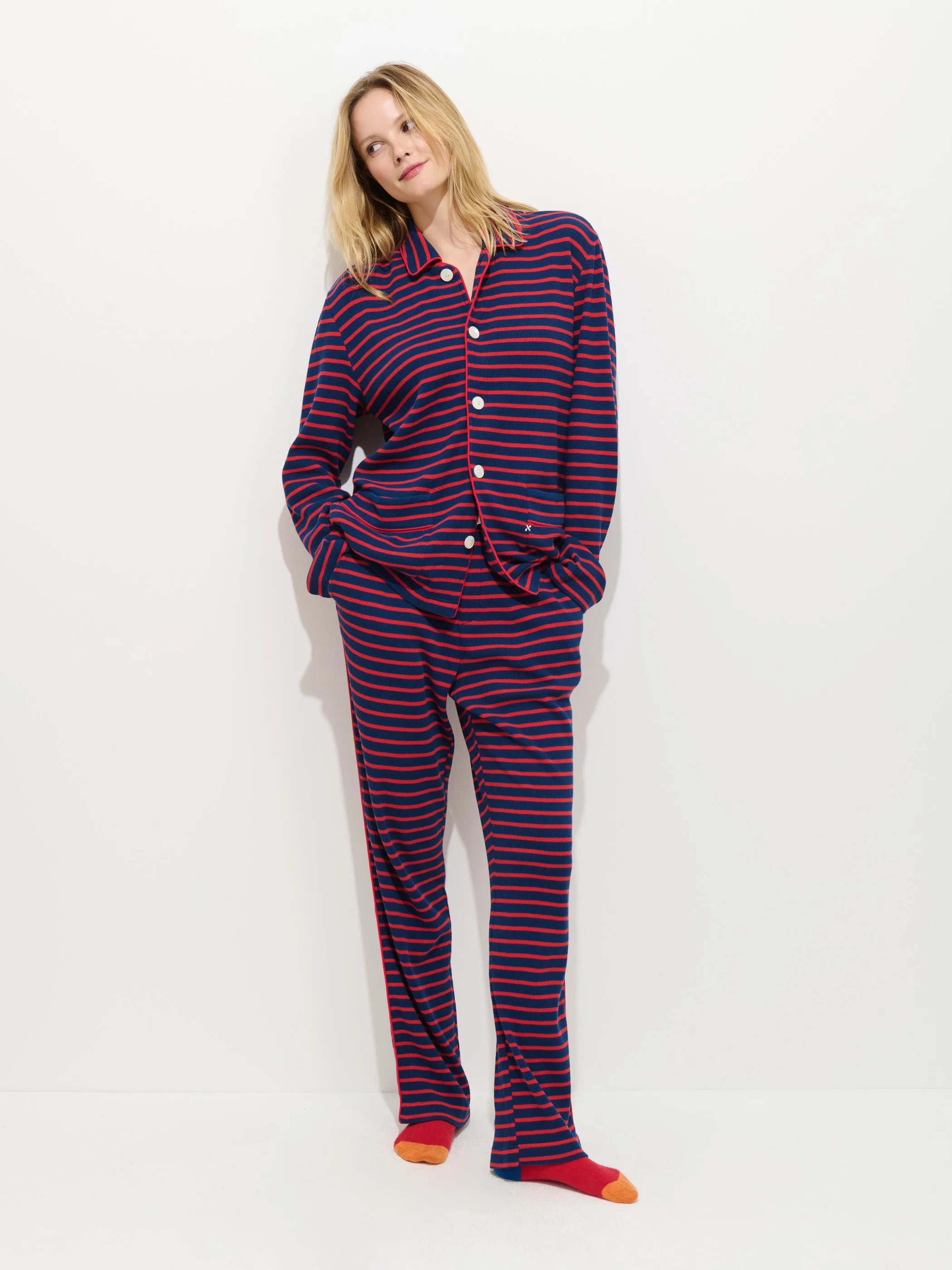 The Striped Waffle Sleeping Shirt sold by Alex Mill product image thumbnail 4