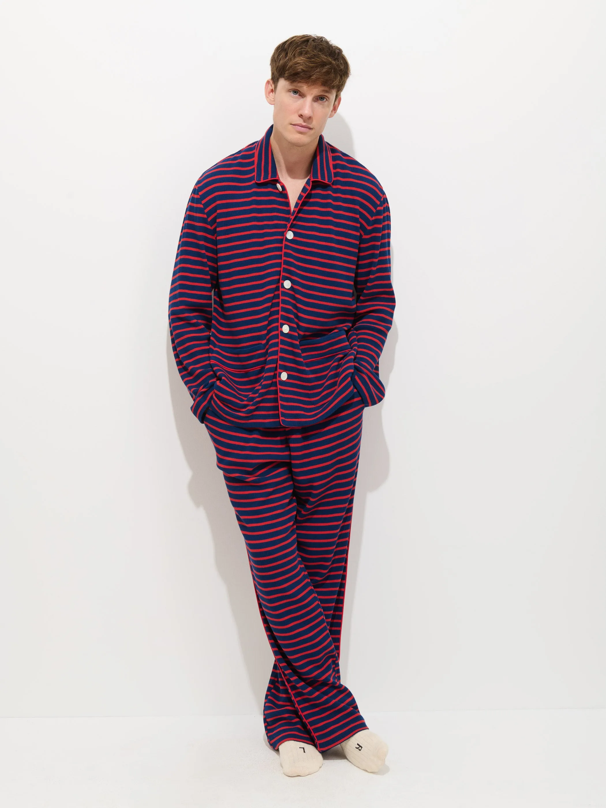 The Striped Waffle Sleeping Shirt sold by Alex Mill product image thumbnail 5