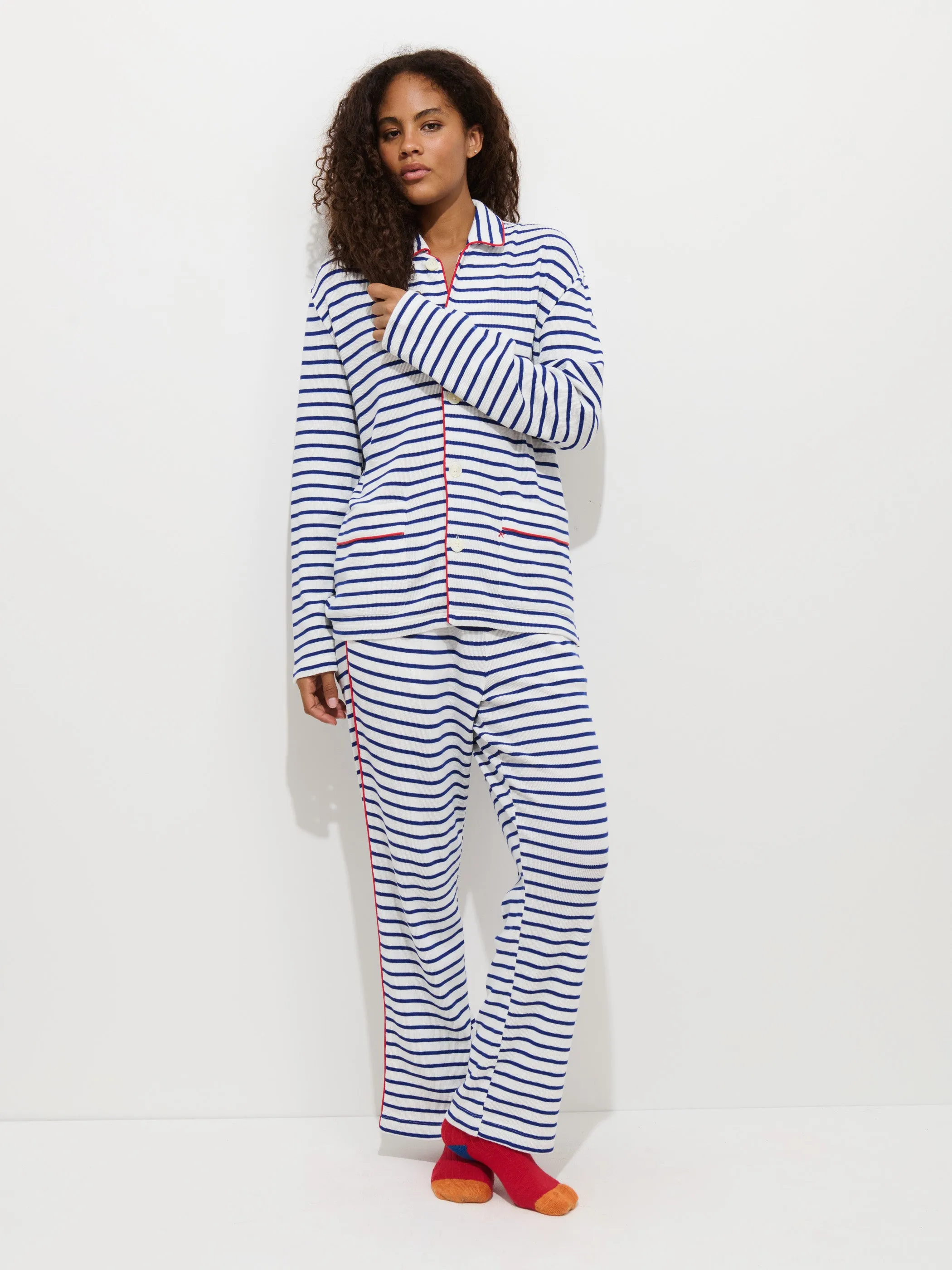 The Striped Waffle Sleeping Shirt sold by Alex Mill product image thumbnail 4