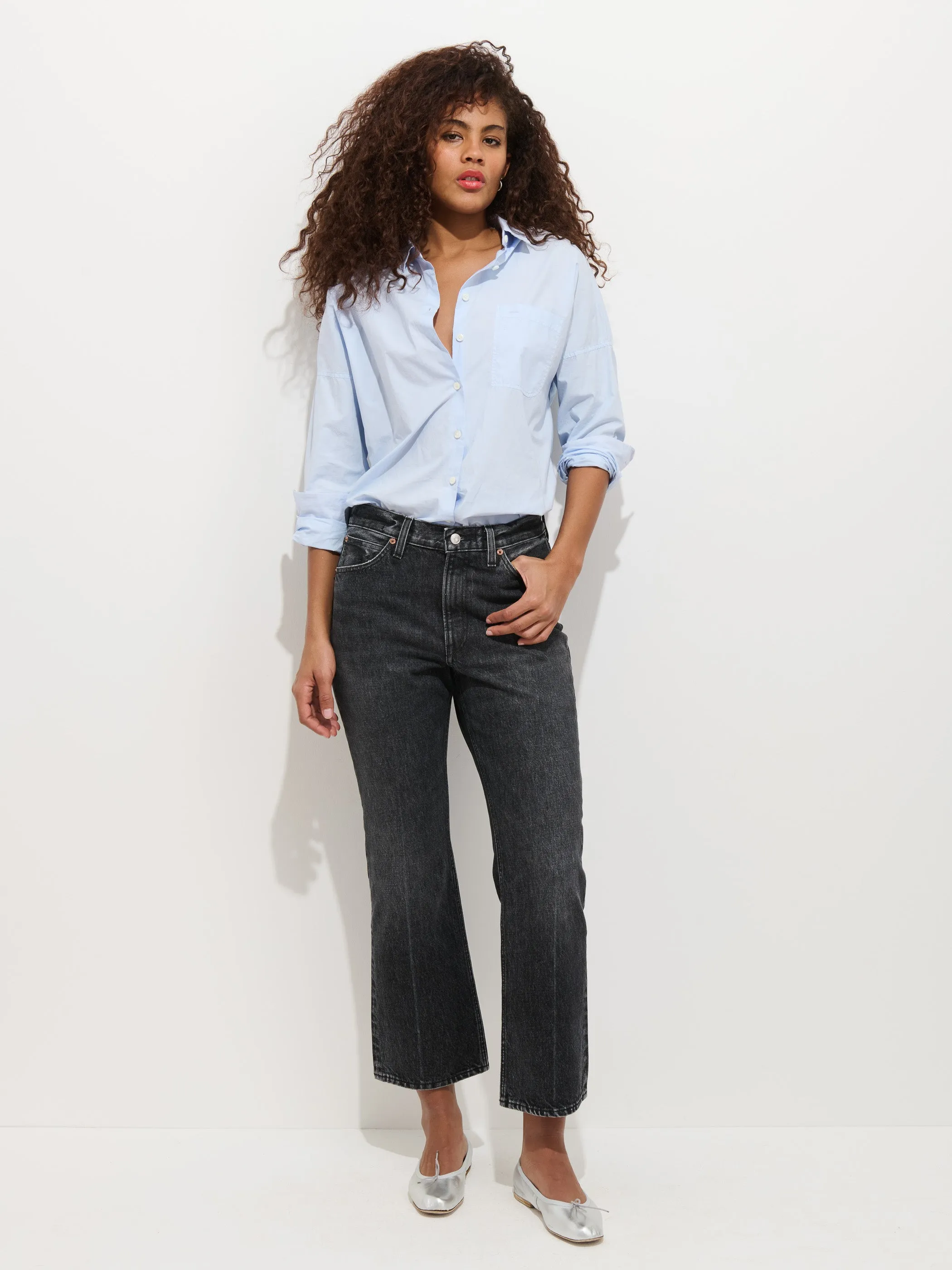 Bessette Mid Rise Boot Cut Jean sold by Alex Mill