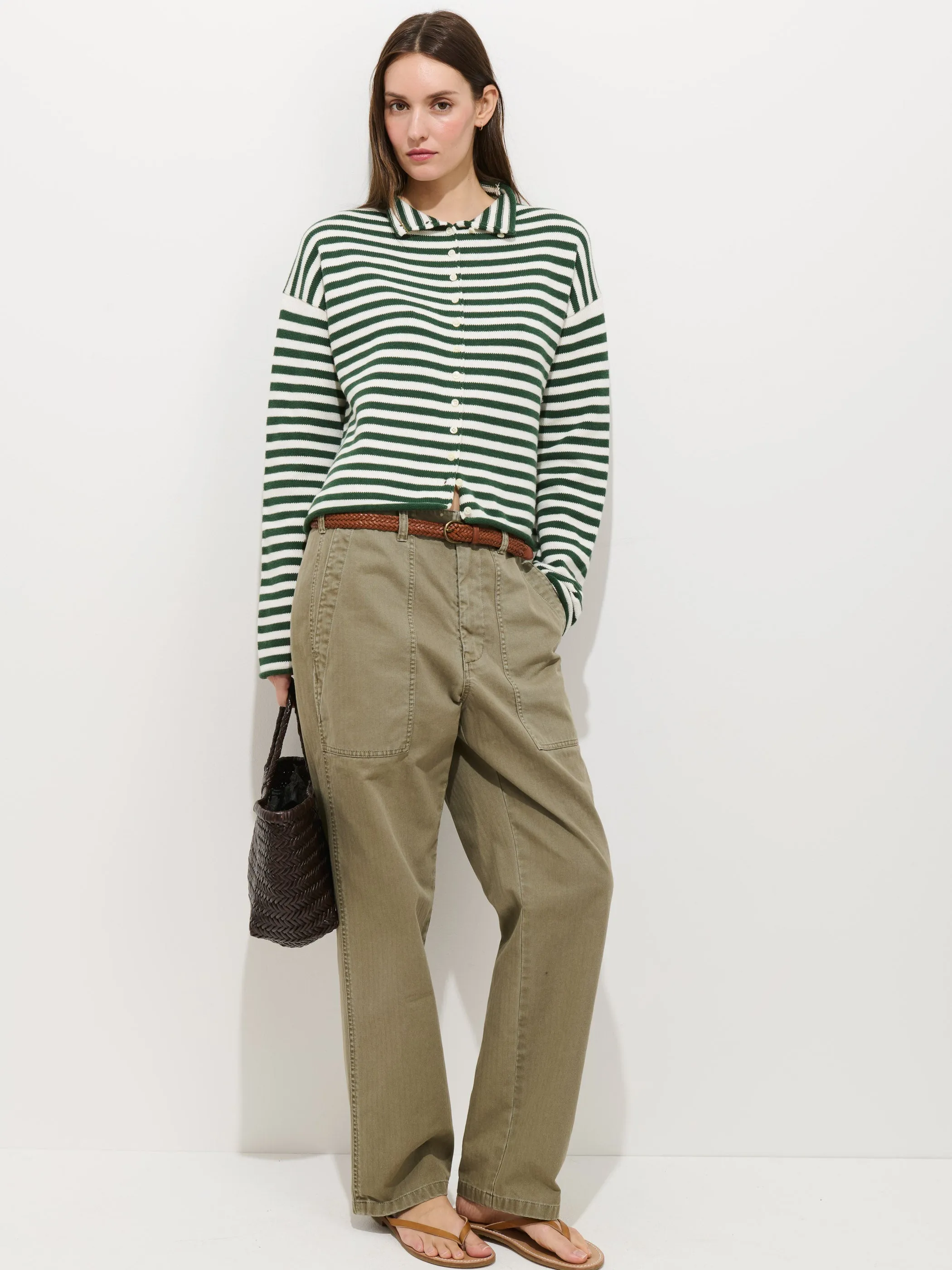 Taylor Striped Cardigan In Cotton Cashmere sold by Alex Mill product image thumbnail 3