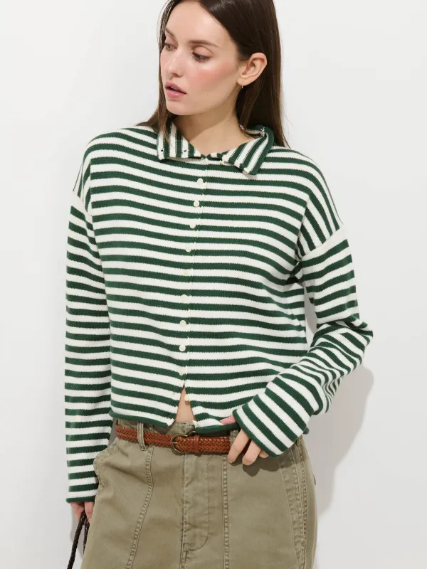 Taylor Striped Cardigan In Cotton Cashmere made by Alex Mill