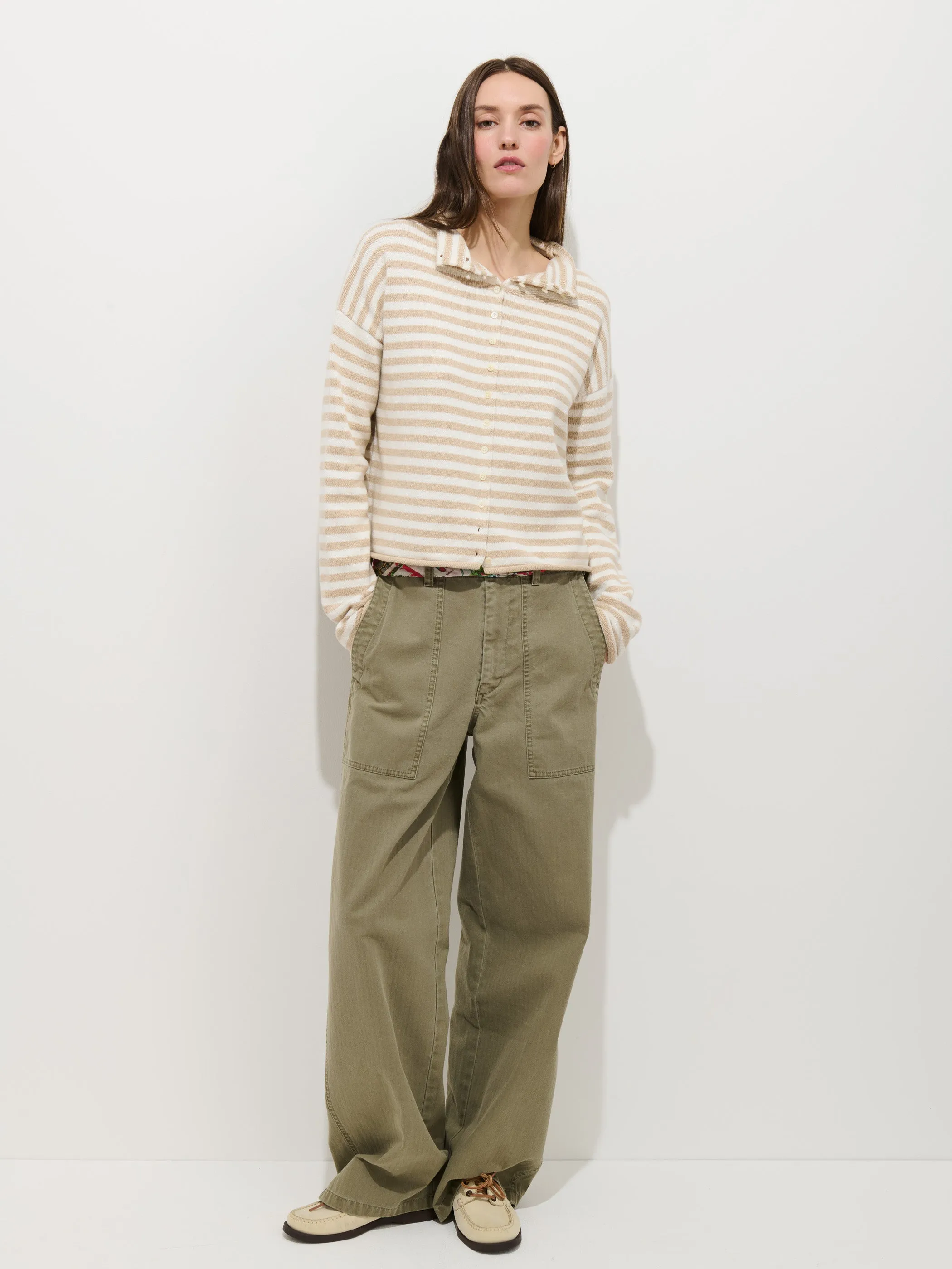 Taylor Striped Cardigan In Cotton Cashmere sold by Alex Mill product image thumbnail 3