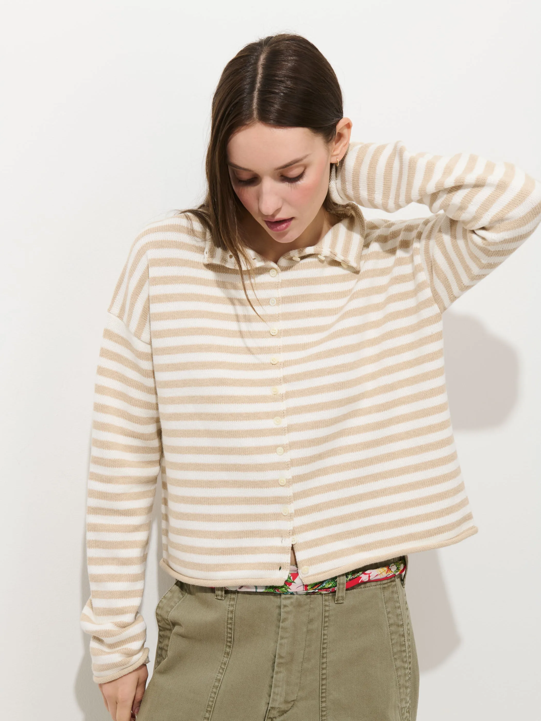 Taylor Striped Cardigan In Cotton Cashmere sold by Alex Mill product image thumbnail 4