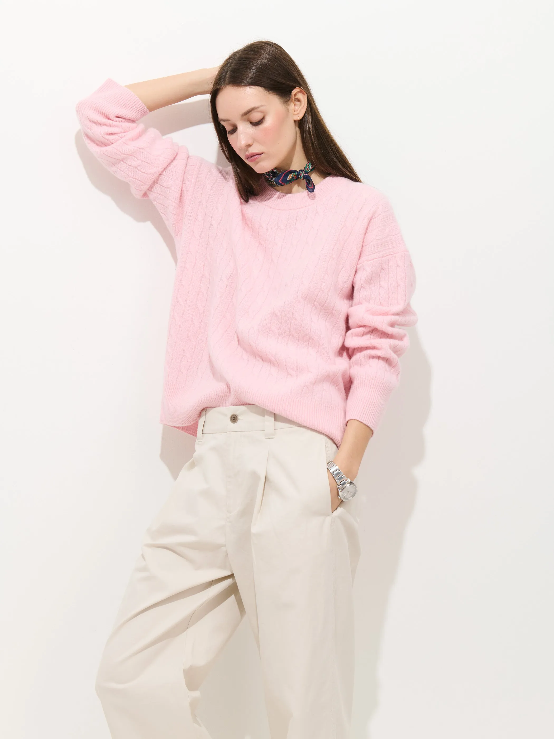 Charlie Cable Sweater In Cashmere sold by Alex Mill product image thumbnail 5