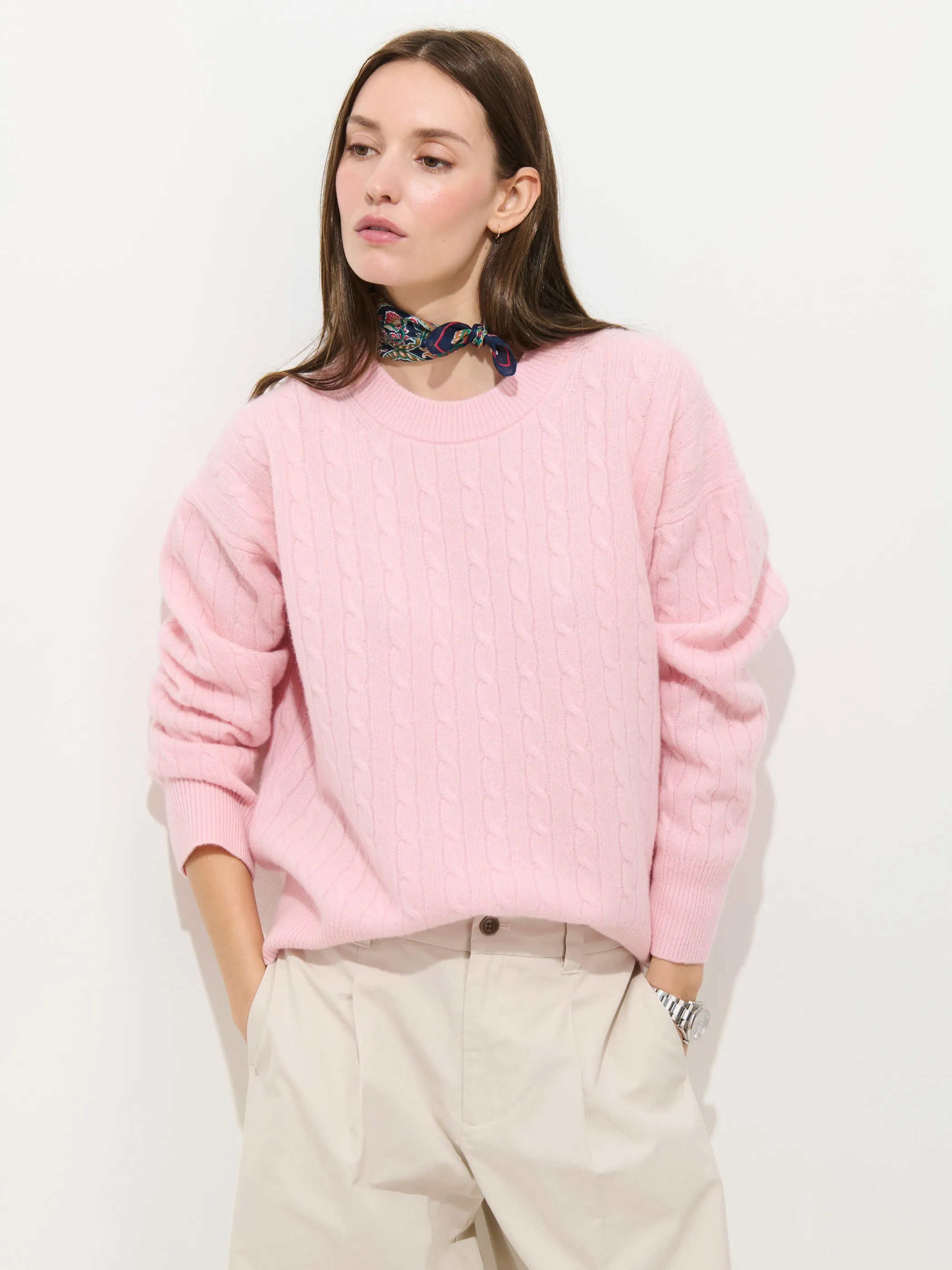 Charlie Cable Sweater In Cashmere sold by Alex Mill product image thumbnail 3