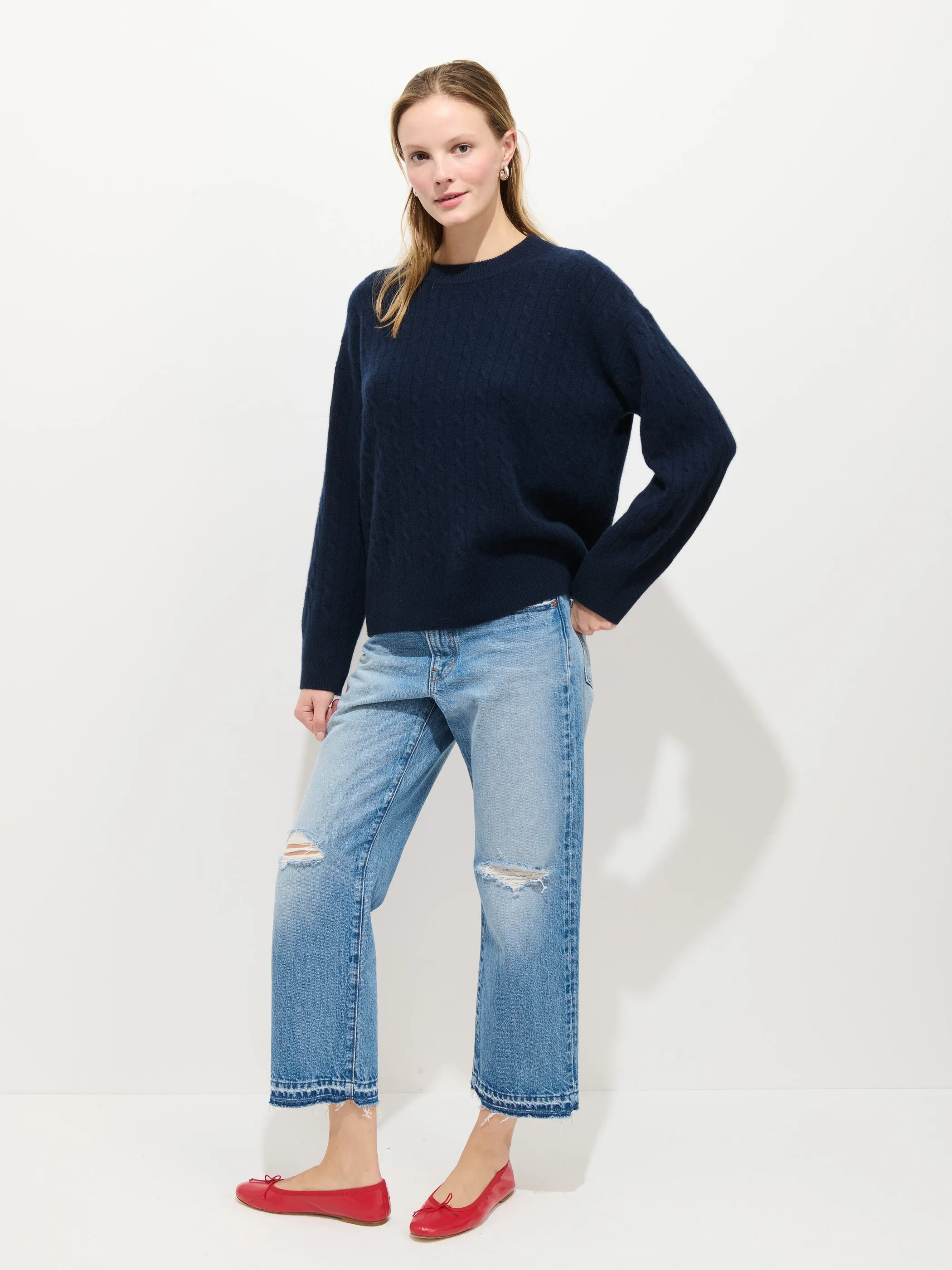 Charlie Cable Sweater In Cashmere sold by Alex Mill product image thumbnail 5