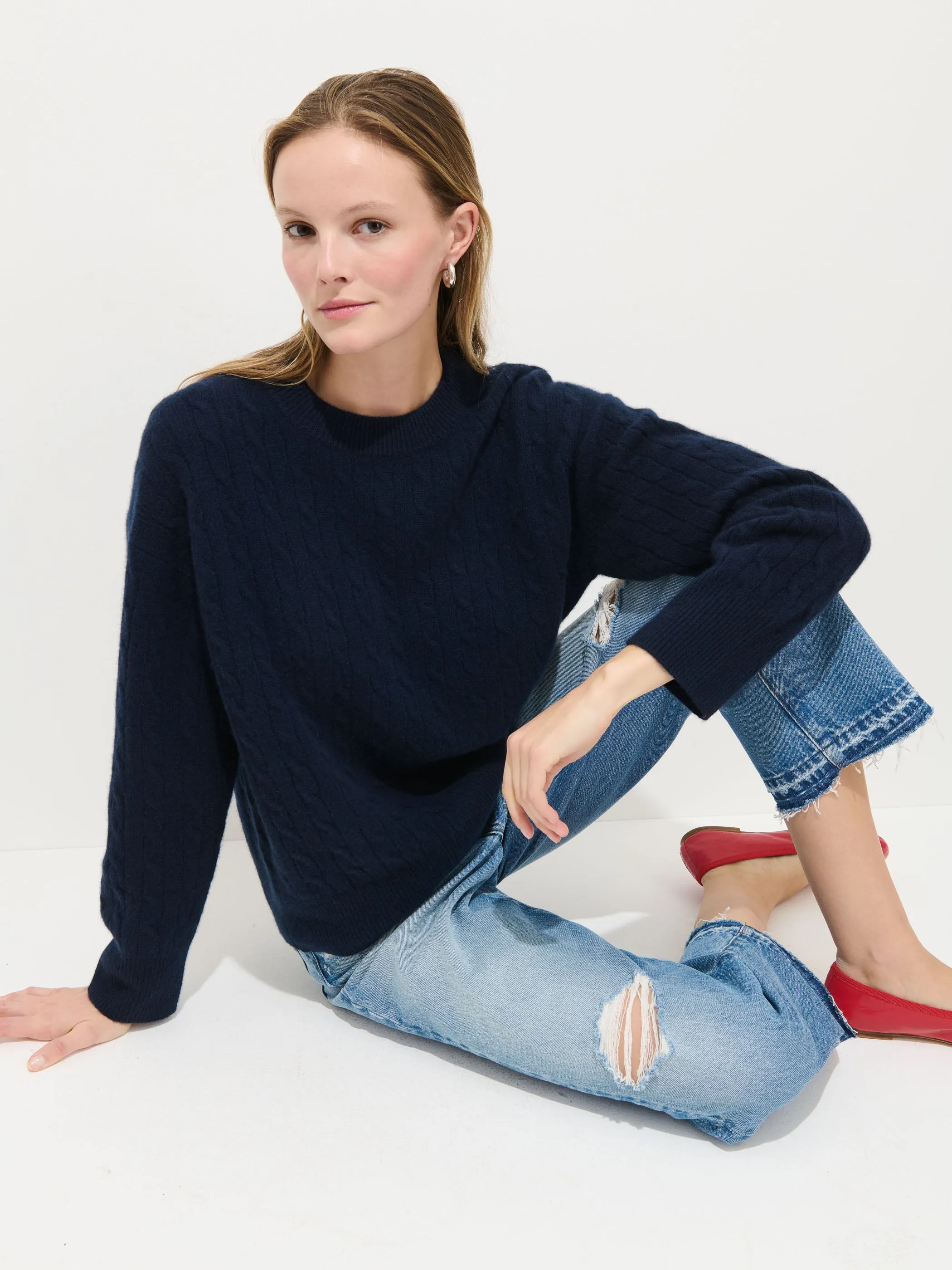 Charlie Cable Sweater In Cashmere sold by Alex Mill