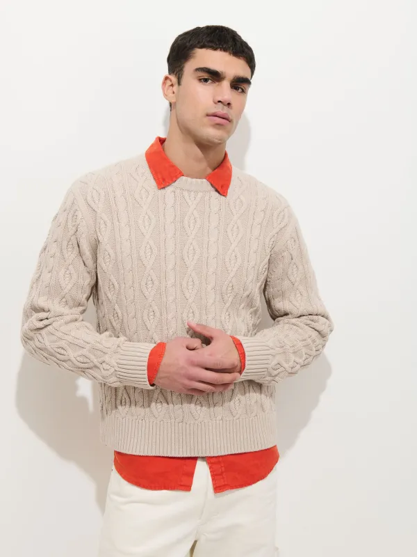 Aaron Cable Sweater in Cotton sold by Alex Mill