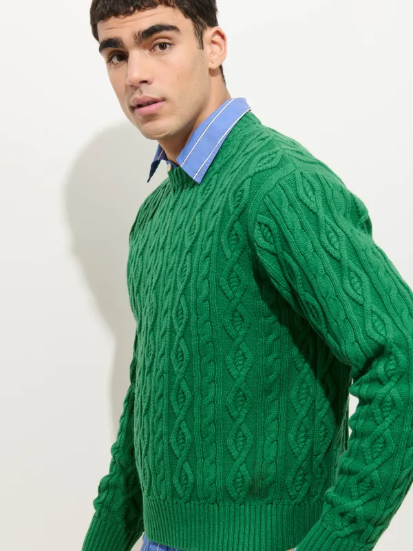 Aaron Cable Sweater in Cotton sold by Alex Mill